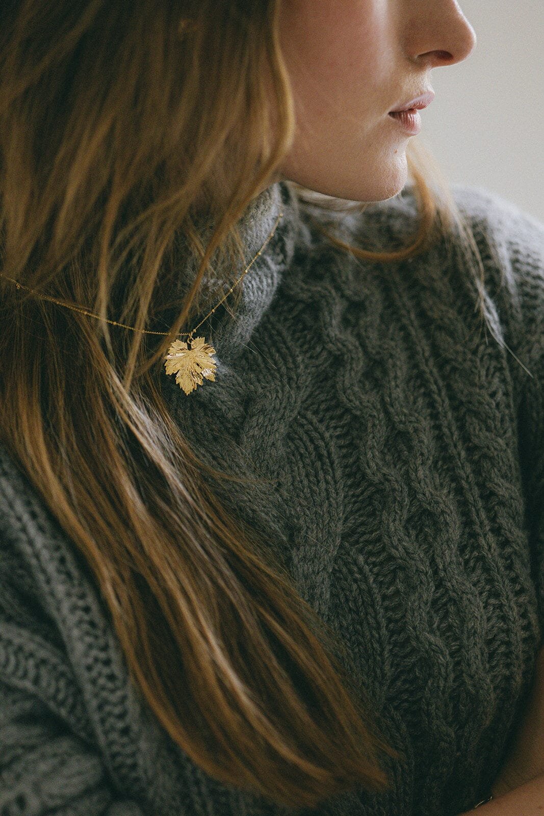 Gold-plated leaf necklace MONSIEUR SIMONE Silver