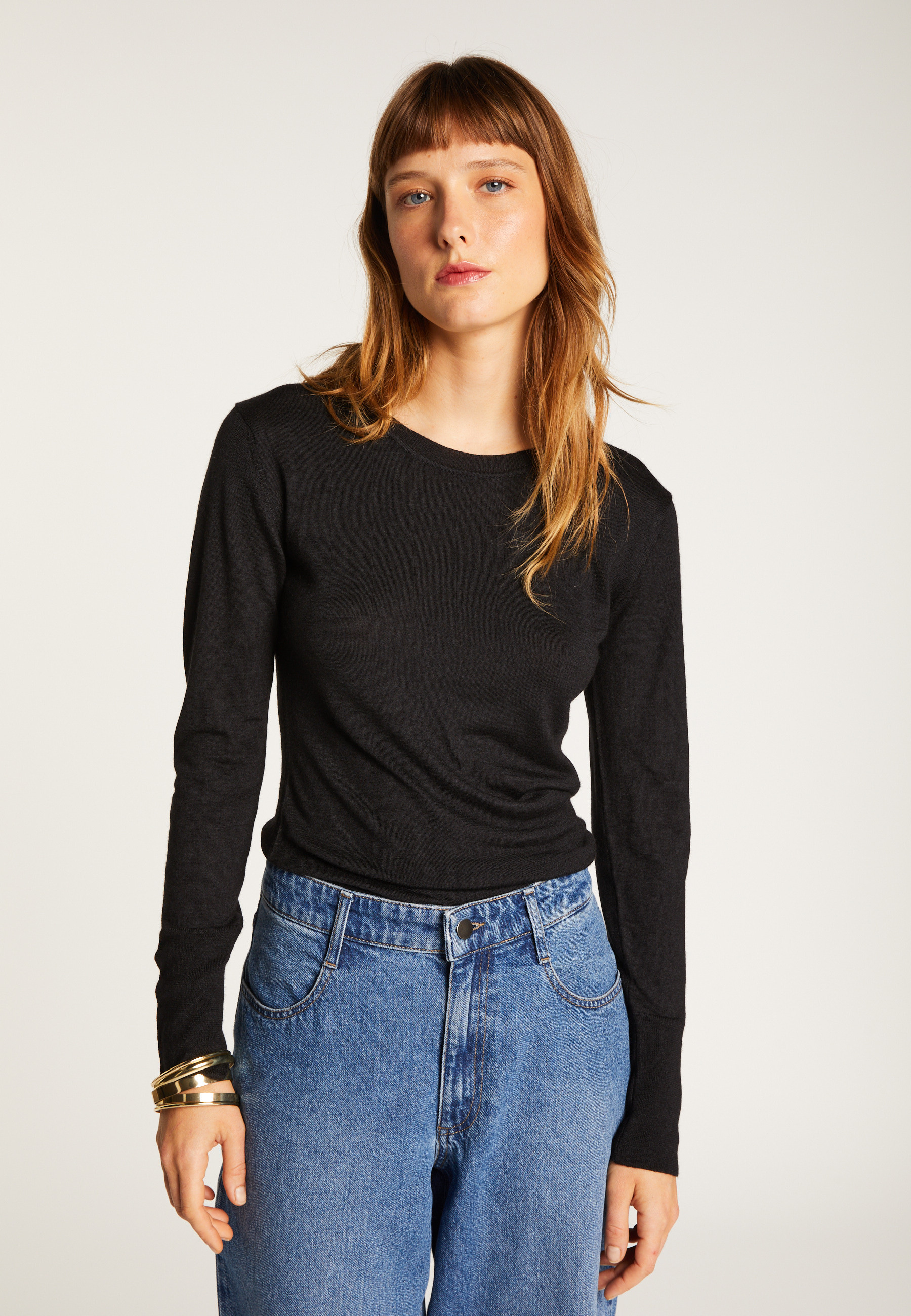 Cashmere silk T-shirt MAISON MONTAGUT Black