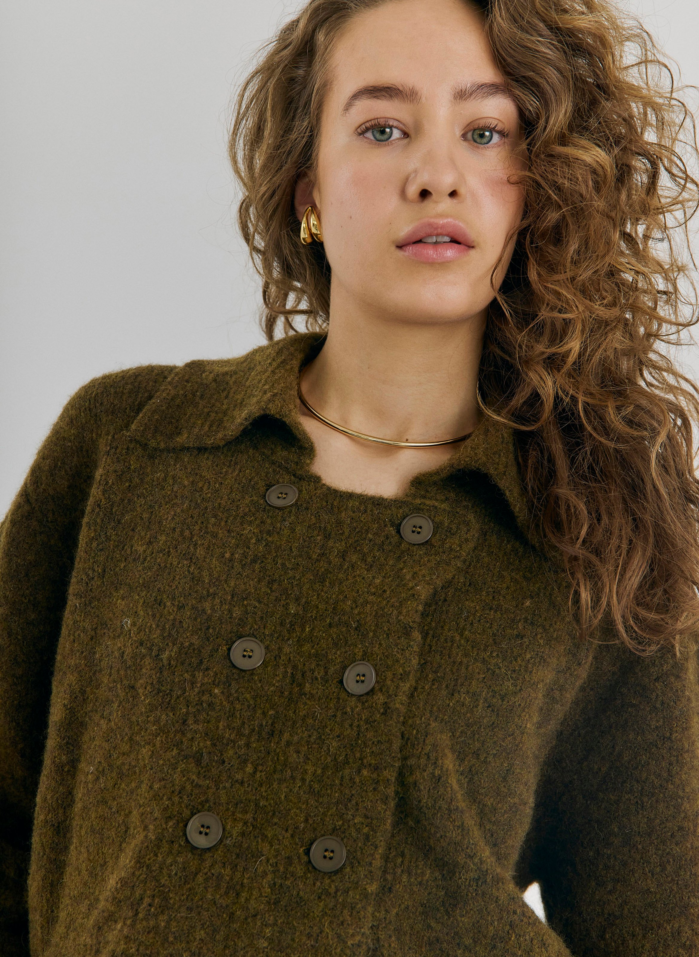 Short oversized wool blend vest NORR Green