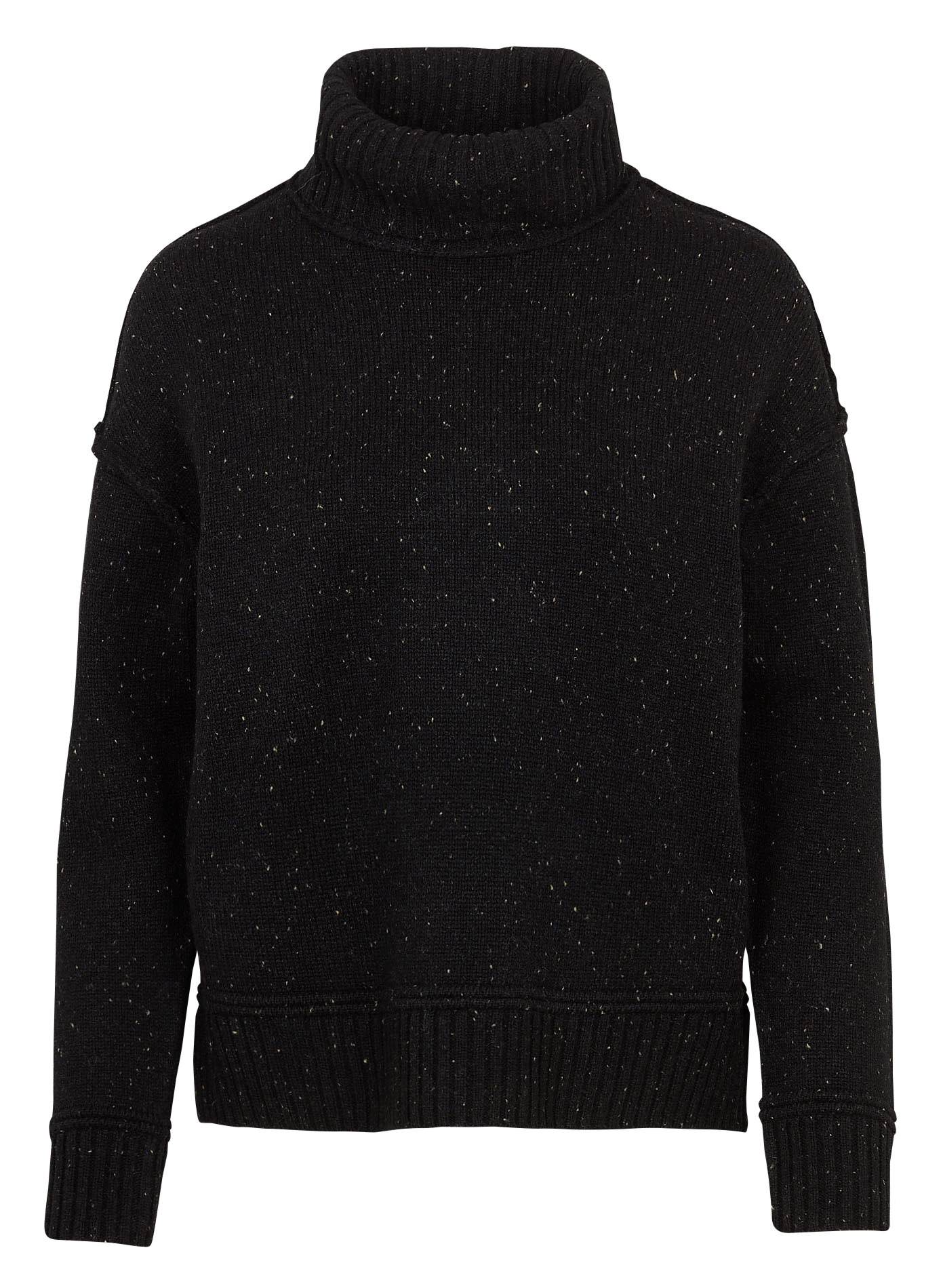 Pull ample col roulé moucheté en laine MAISON 123 Noir