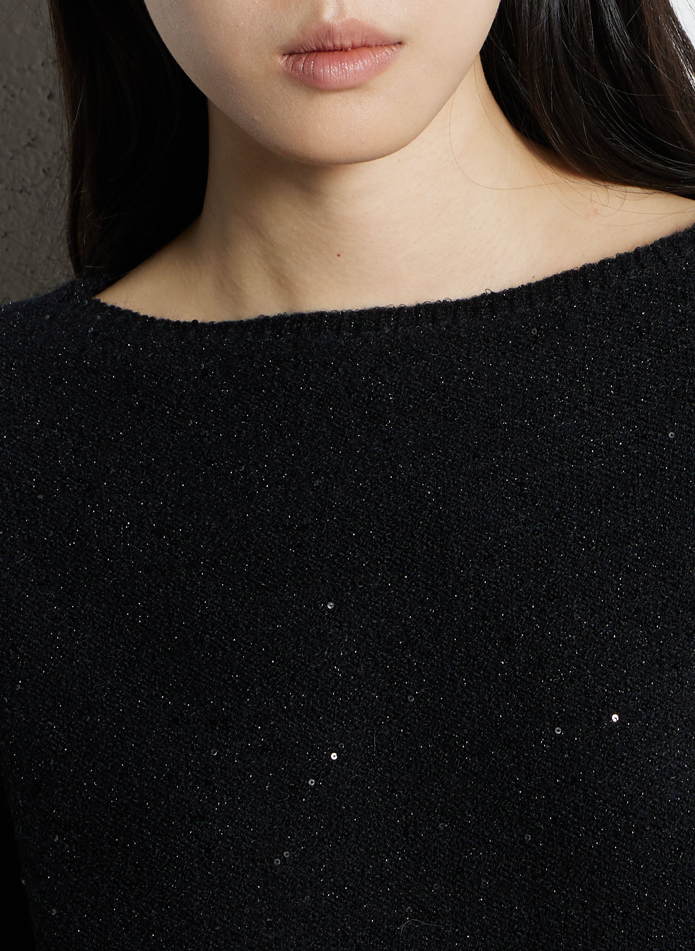 Pull col bateau à broderies sequins MAISON 123 Noir