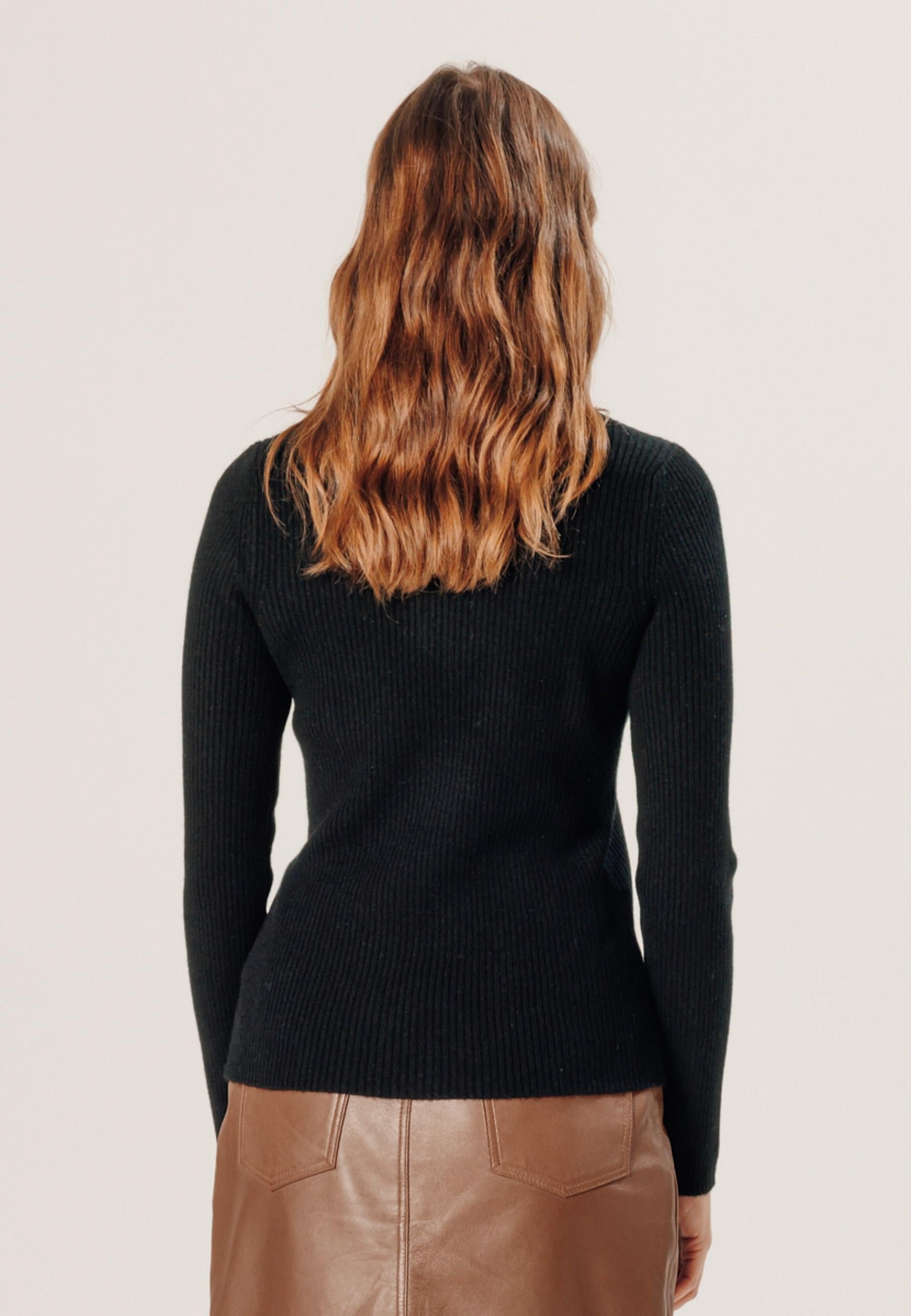 Cashmere Tunisian collar sweater RODIER Black