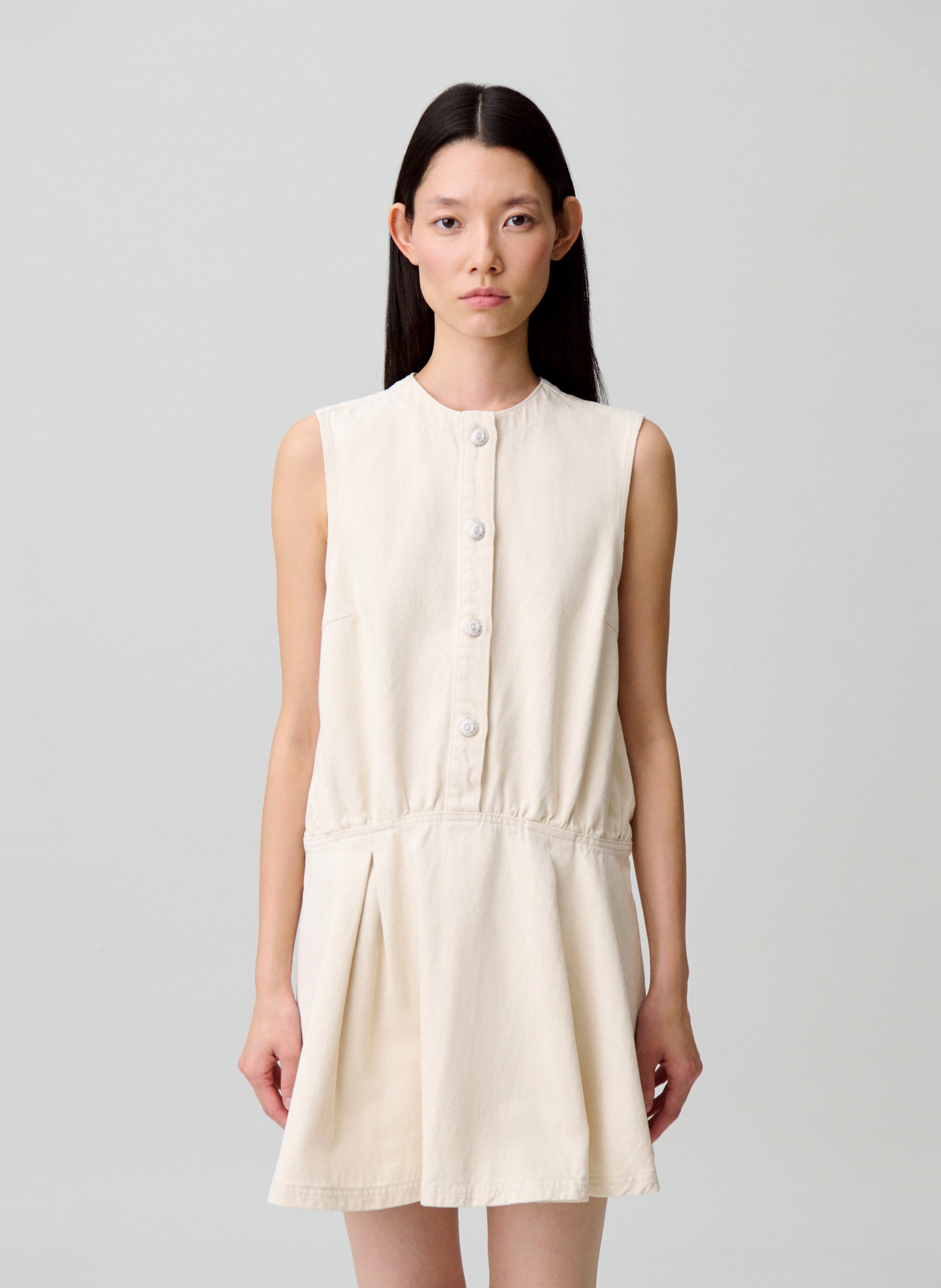 Robe courte sans manches en coton CLAUDIE PIERLOT Beige