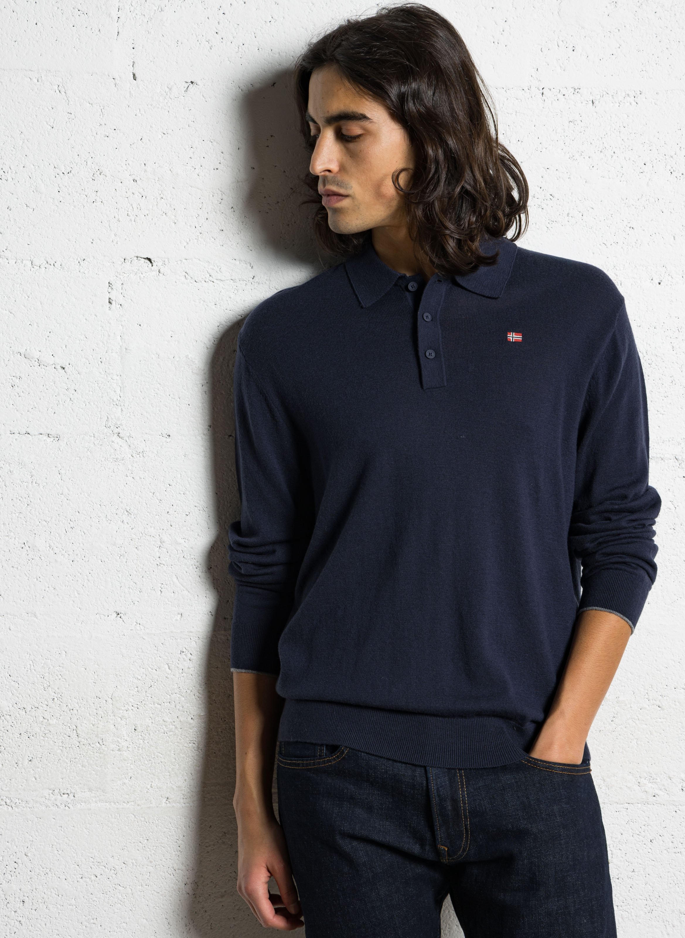 Polo manches longues en laine NAPAPIJRI Bleu