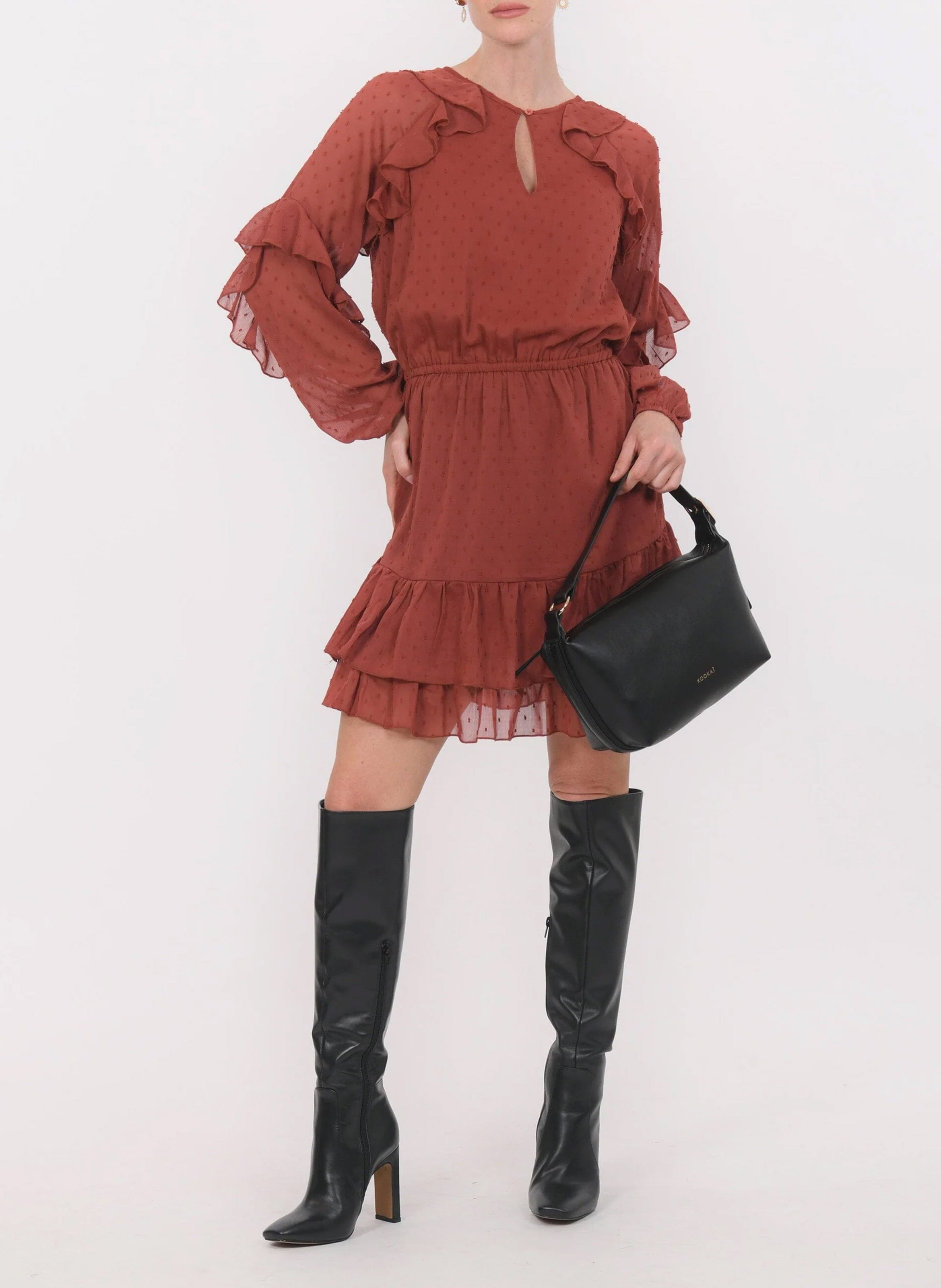 Korte jurk met ronde hals KOOKAI Rood