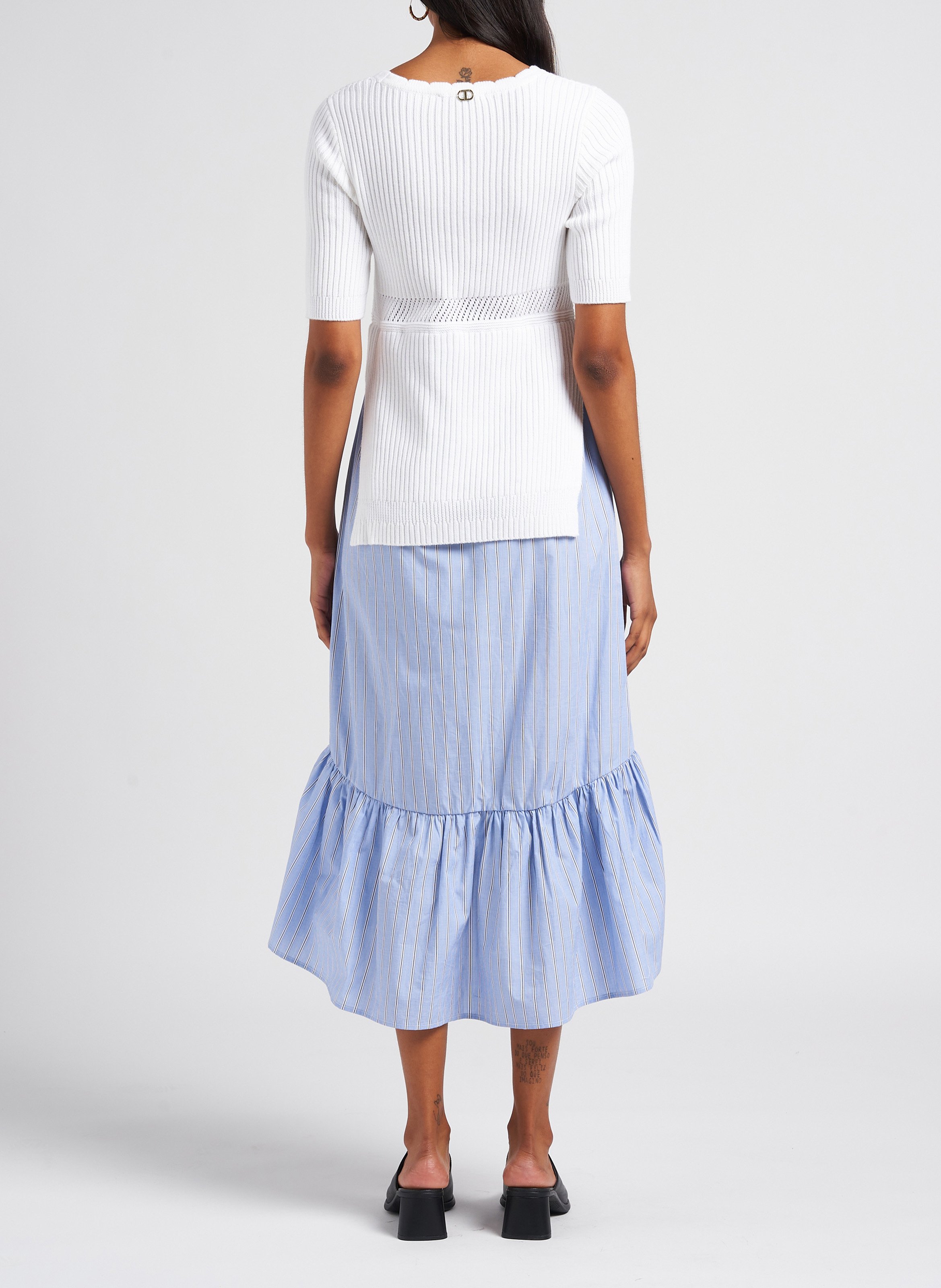 Cotton-blend midi dress TWINSET White