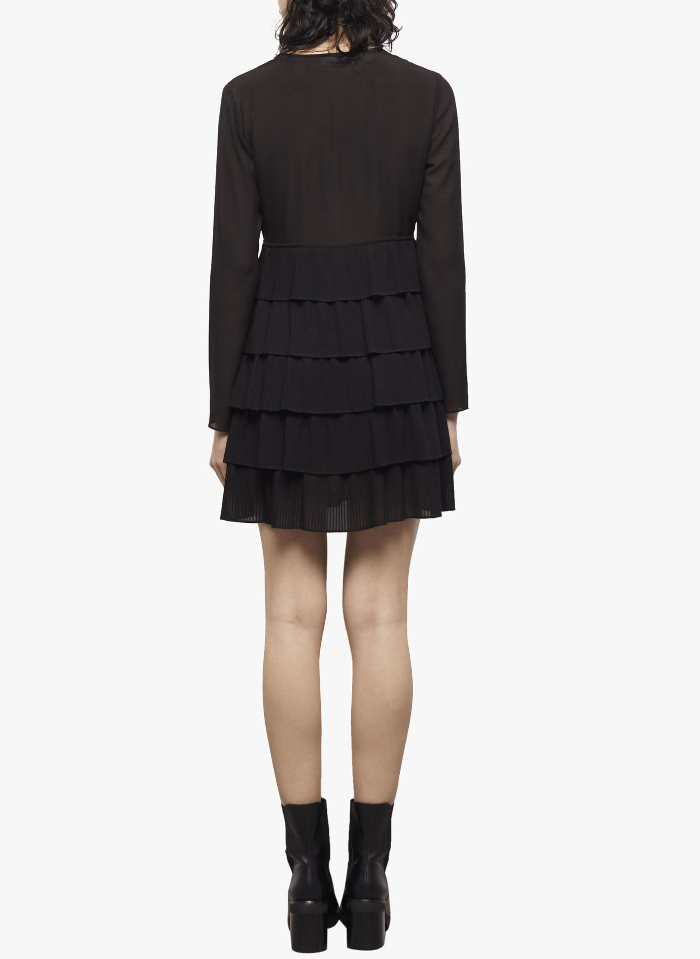 Korte jurk met V-hals en volants THE KOOPLES Zwart