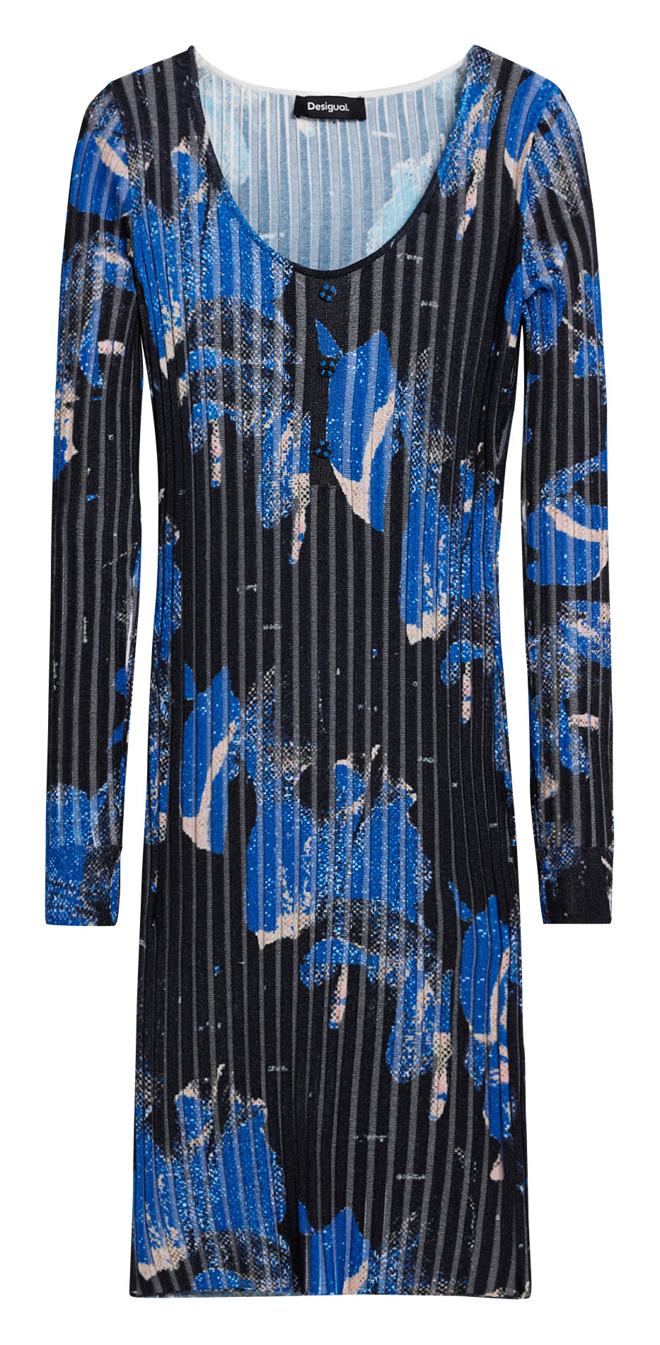 Kurzes Kleid mit Rundhalsausschnitt DESIGUAL Schwarz