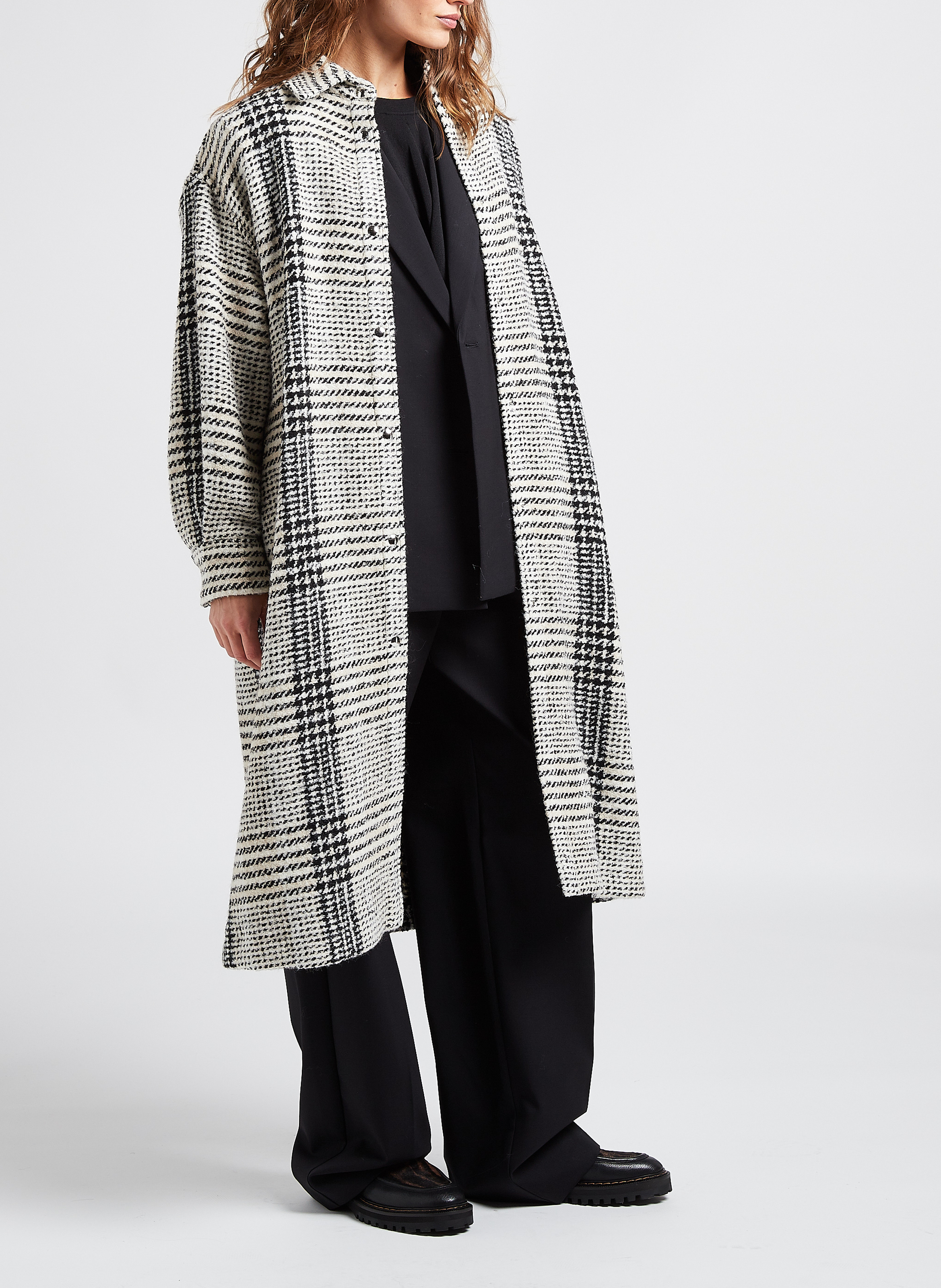 Manteau col classique à carreaux IRO Noir