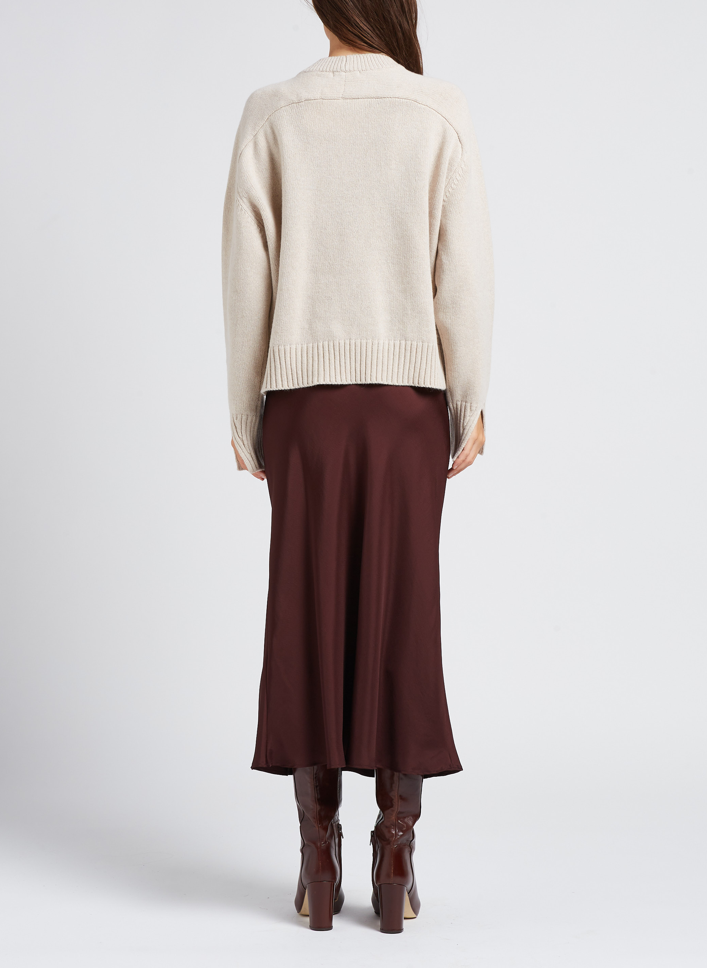 Loose-fit round-neck wool sweater SOEUR Beige