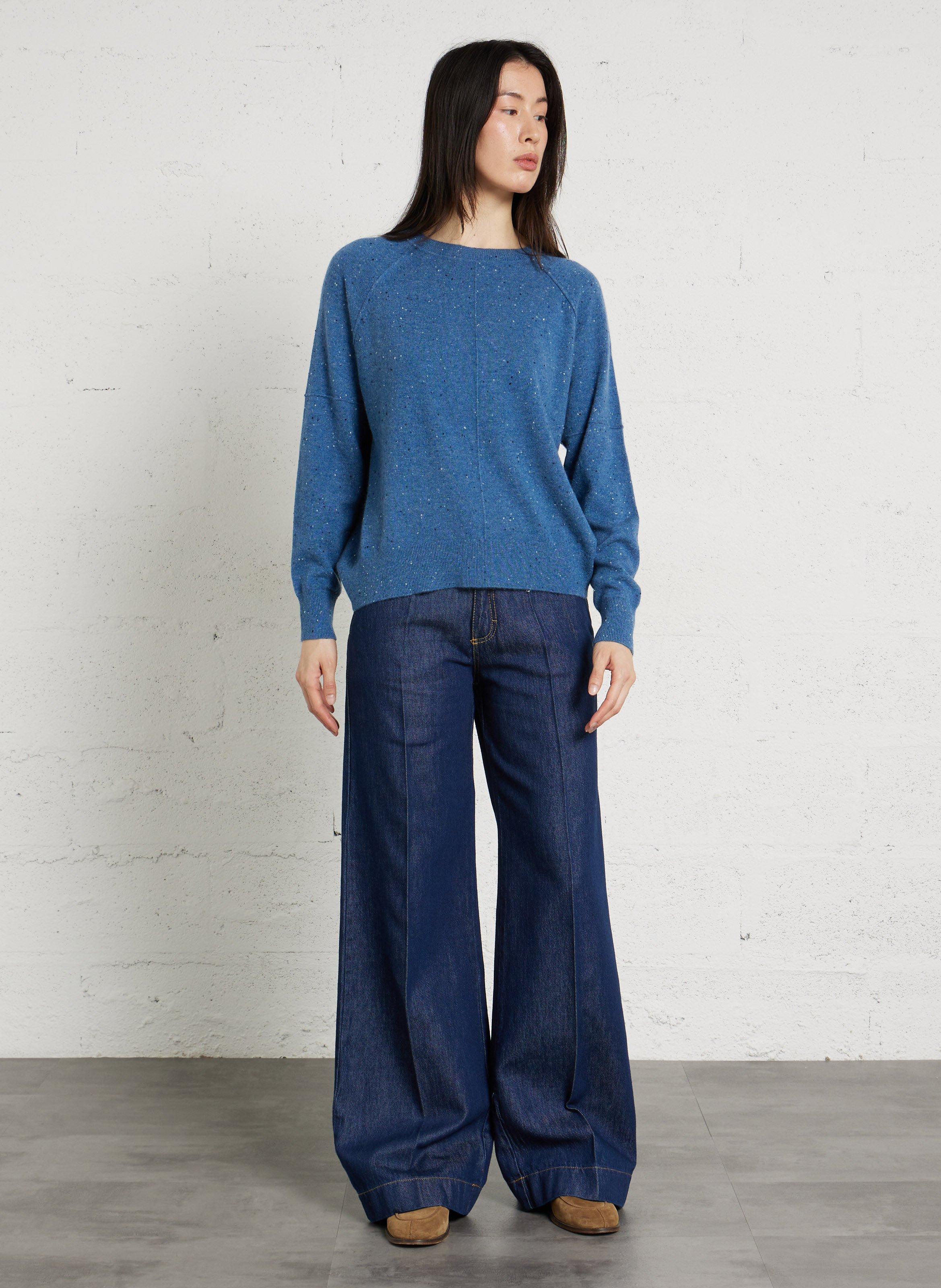 Jean large en coton mélangé PLEASE Bleu