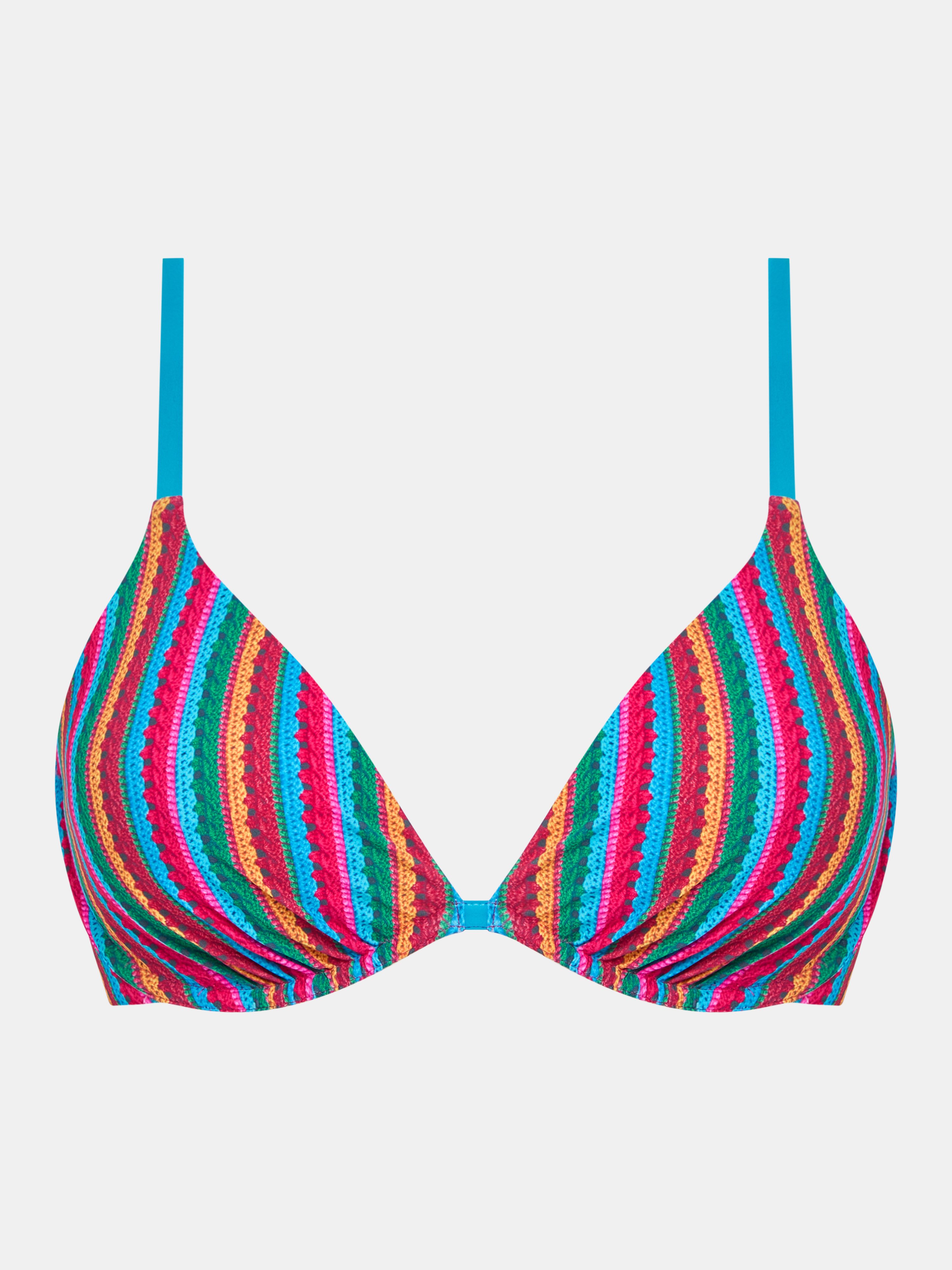 Non-wired plunging swimsuit top Multicolored
