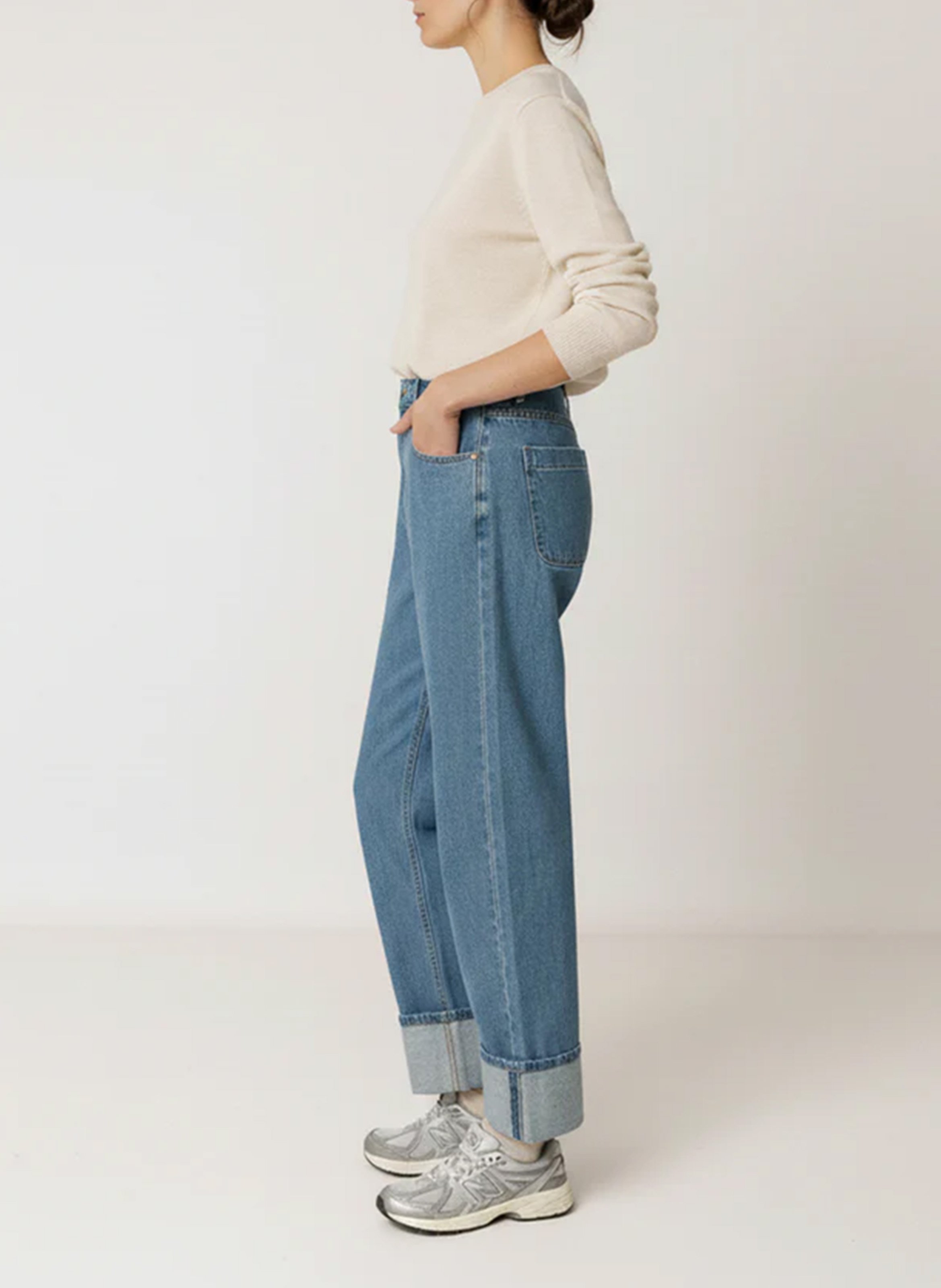 Straight leg jeans in recycled cotton and linen INDI & COLD Blue