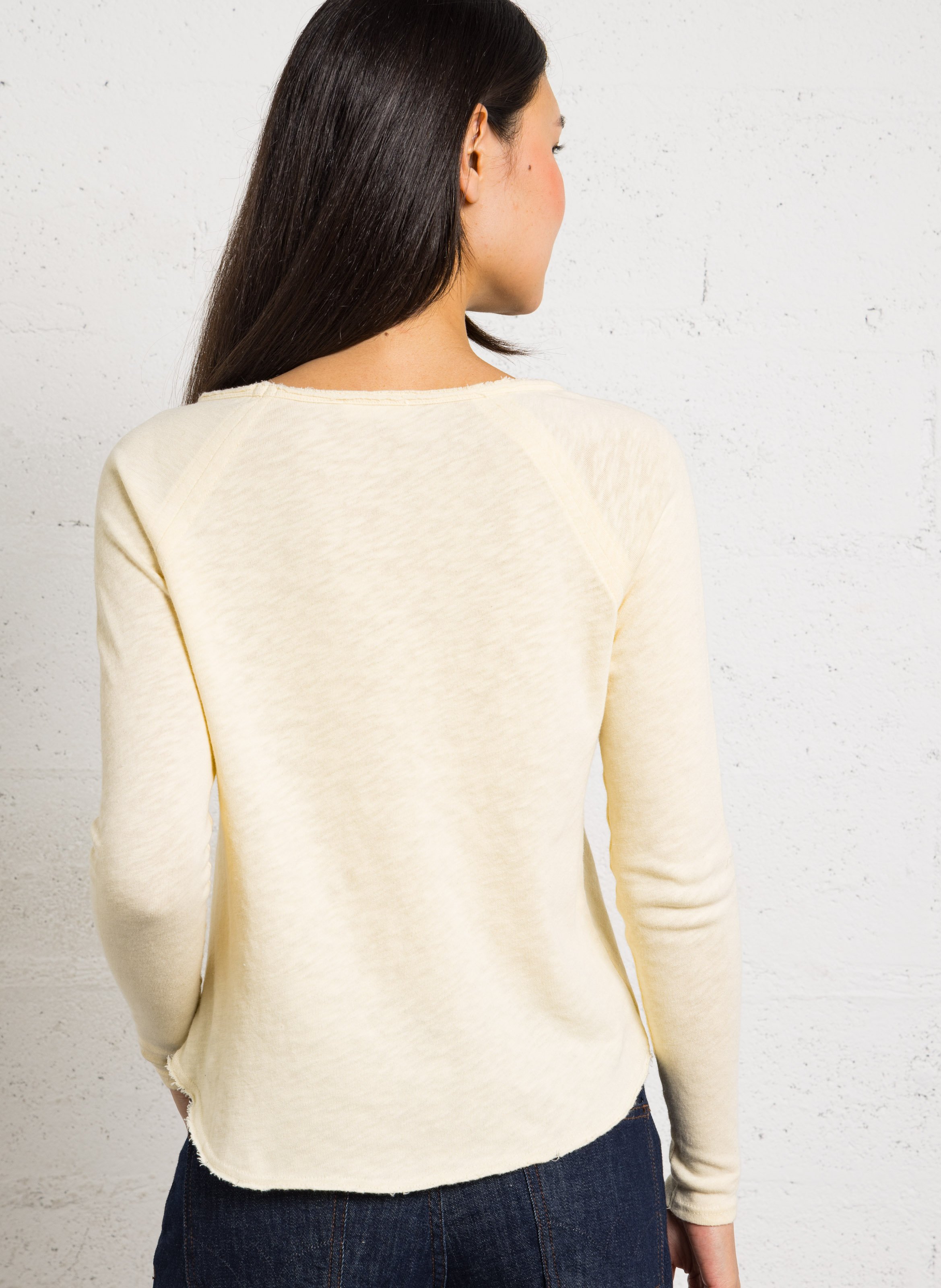 Tee-shirt col rond en coton AMERICAN VINTAGE Jaune