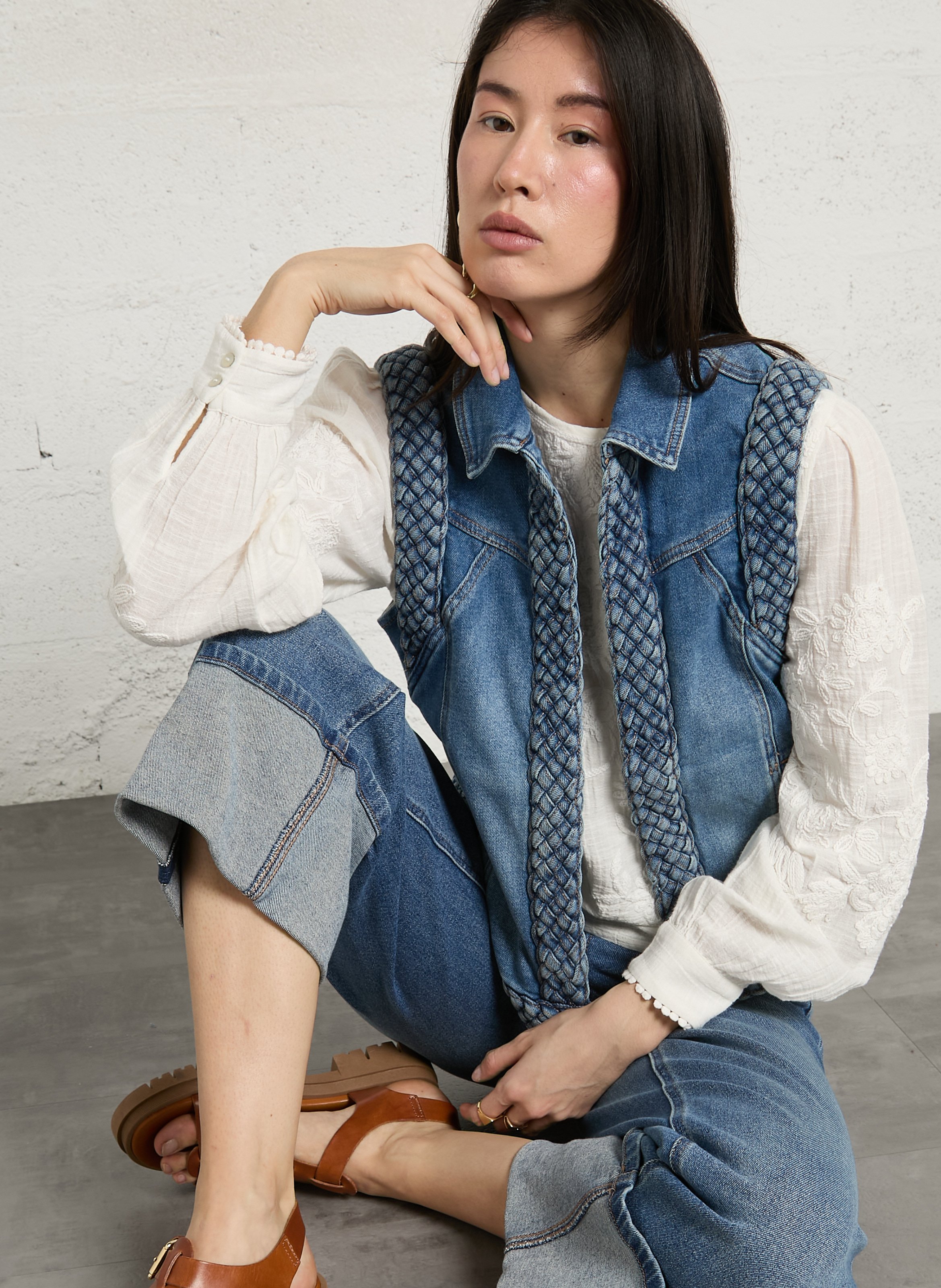 Veste col classique en coton mélangé MAISON 123 Bleu