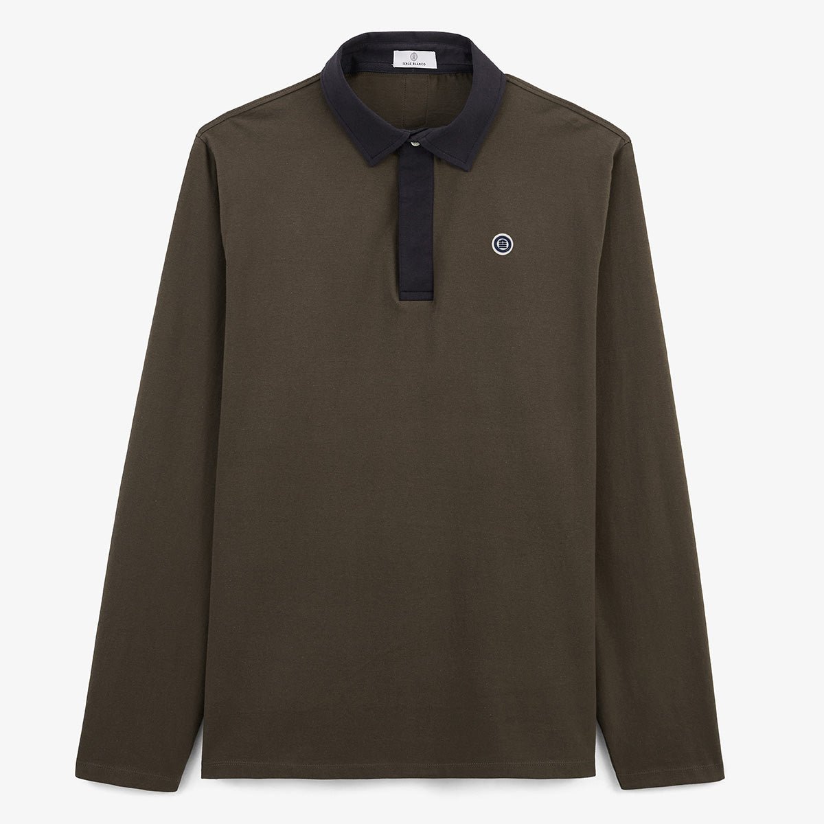 Rugby jersey in cotton with contrasting collar SERGE BLANCO Brown