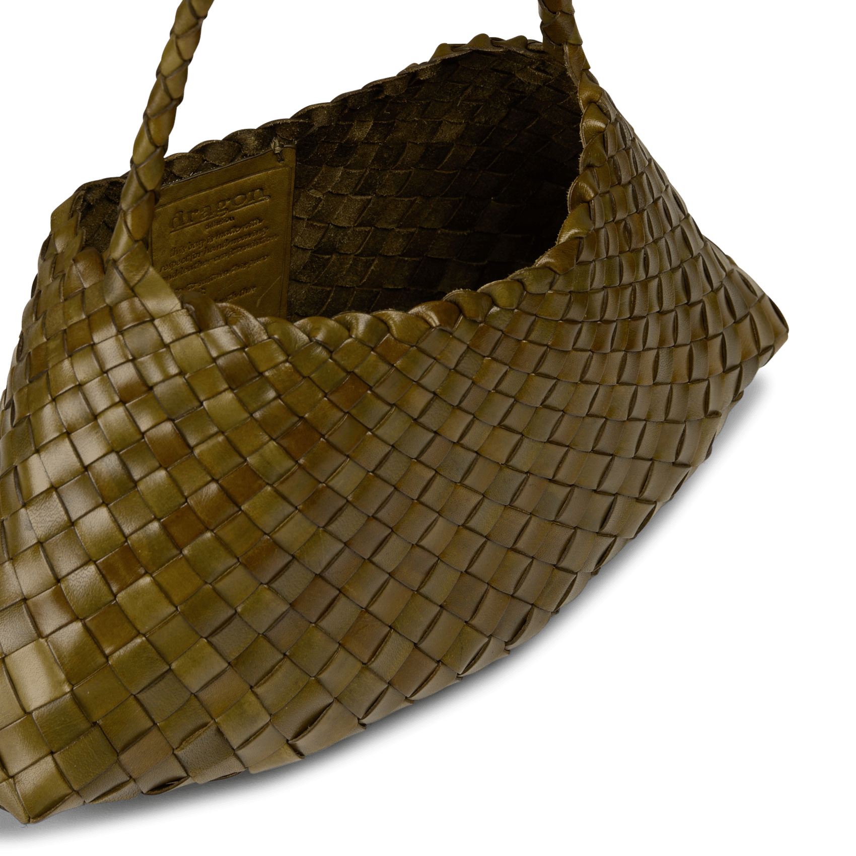 Woven leather basket Khaki