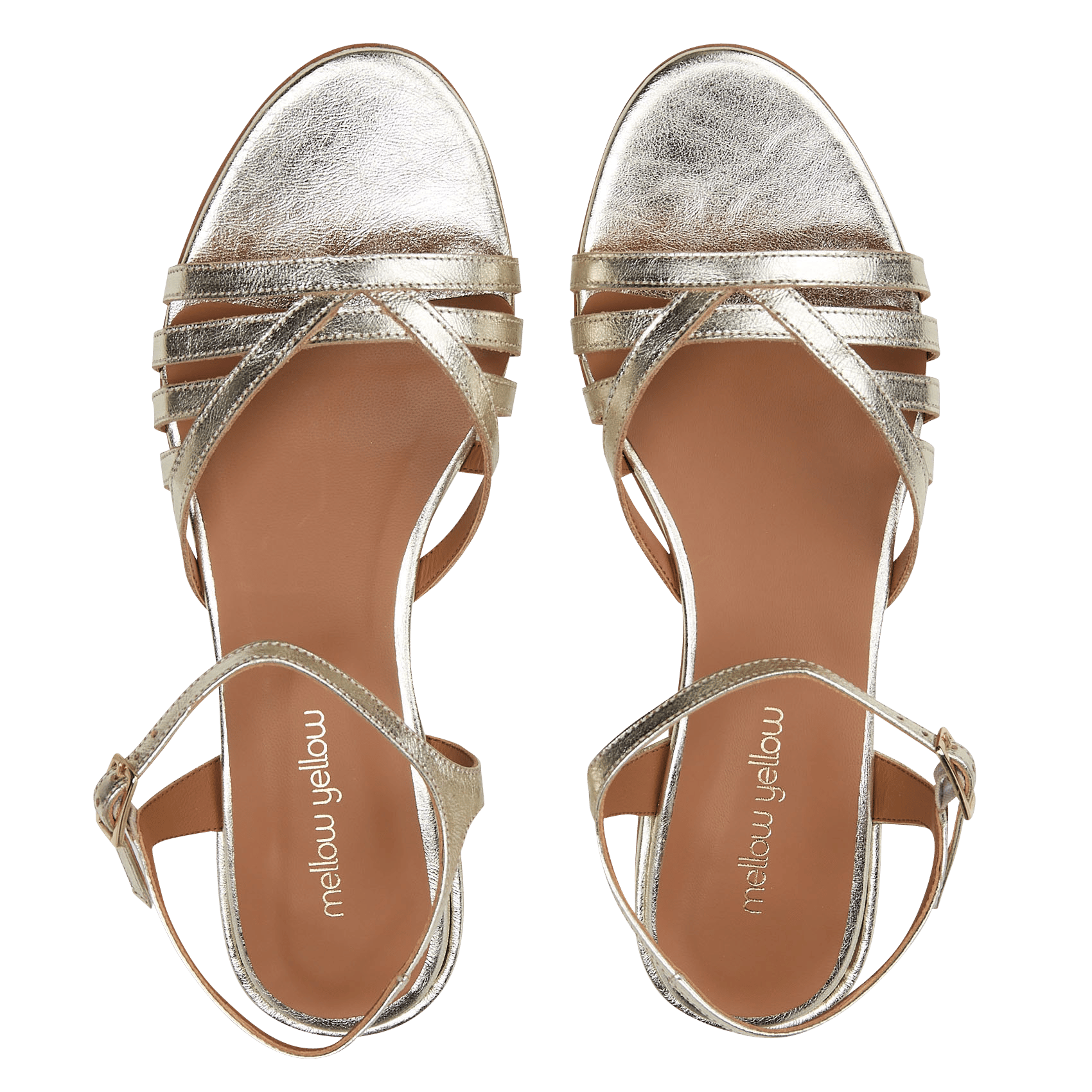 Aouda flat leather sandals MELLOW YELLOW Golden