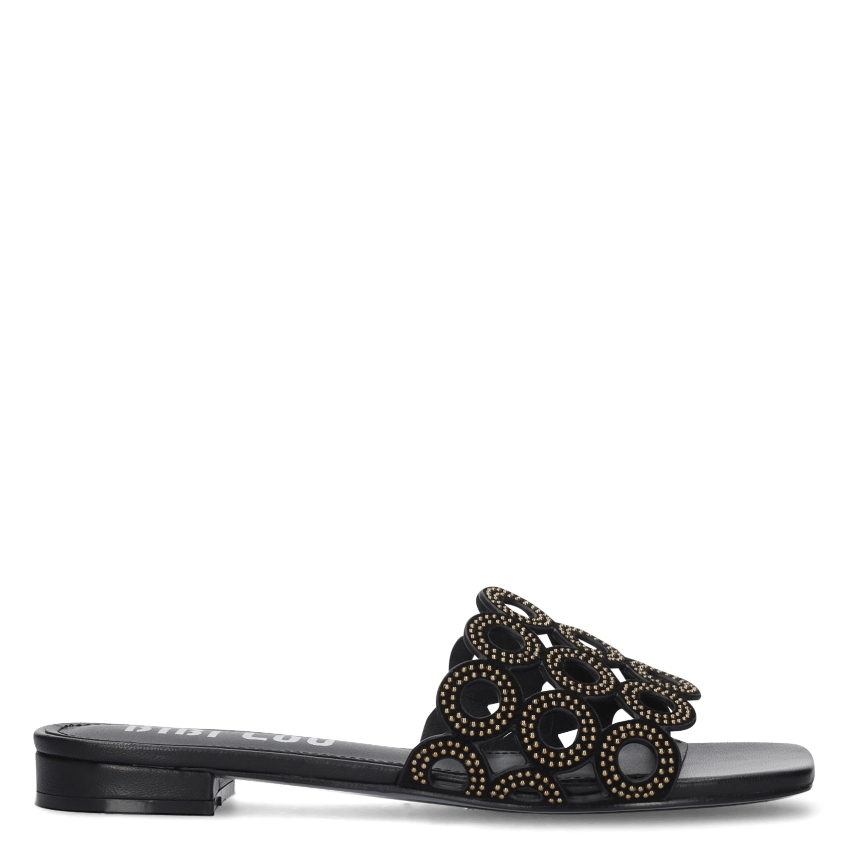 Sandales plates cloutées en cuir BIBI LOU Noir