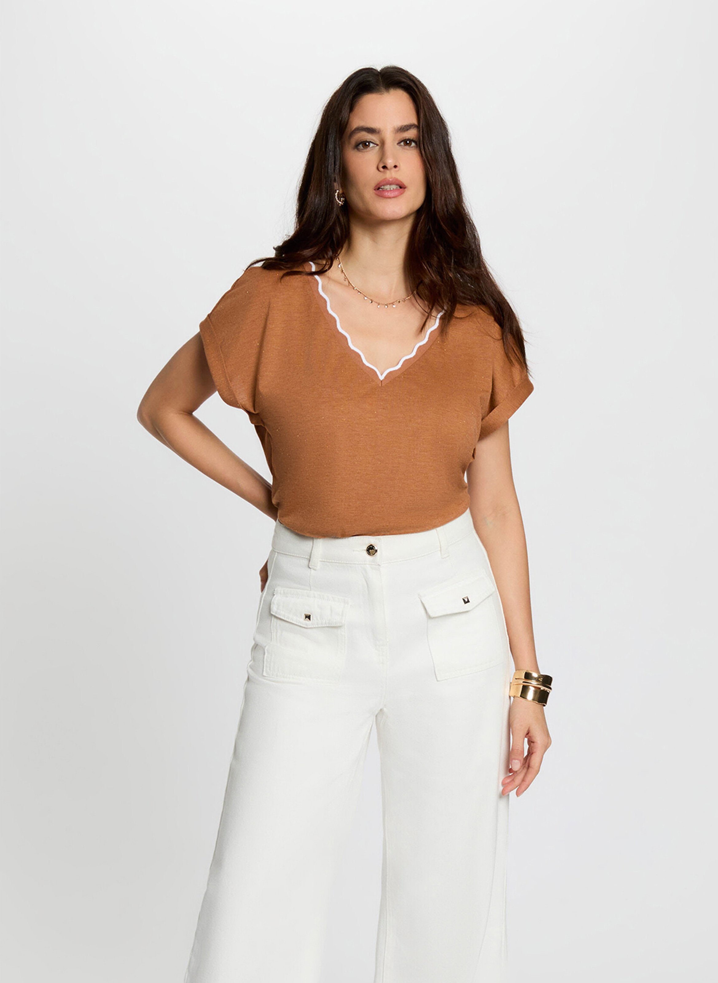 Herren T-Shirt mit V-Ausschnitt uni MORGAN