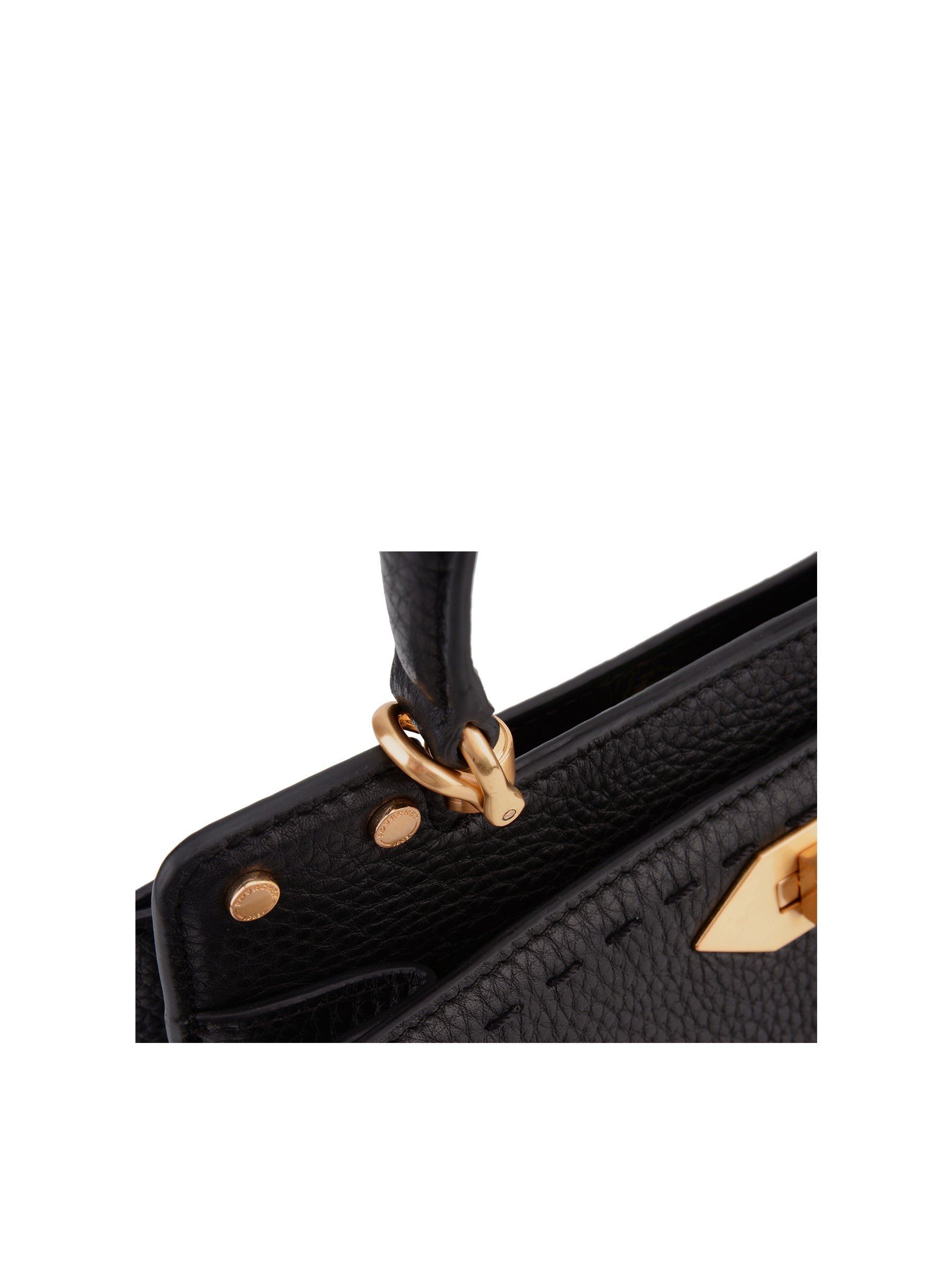 Sac porté main en cuir de vachette POURCHET Marron