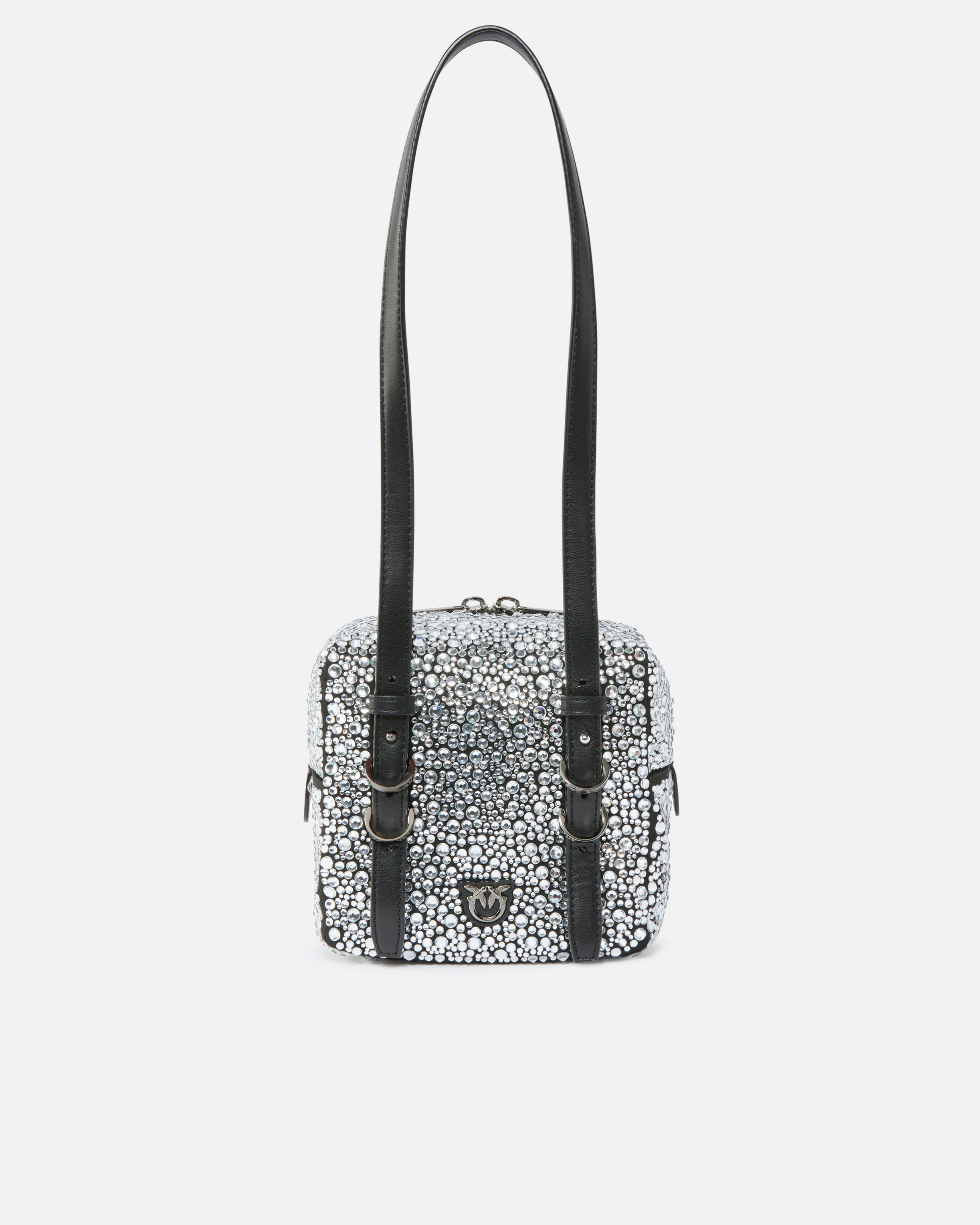 Petit sac à bandoulière cubic bag à strass PINKO Noir