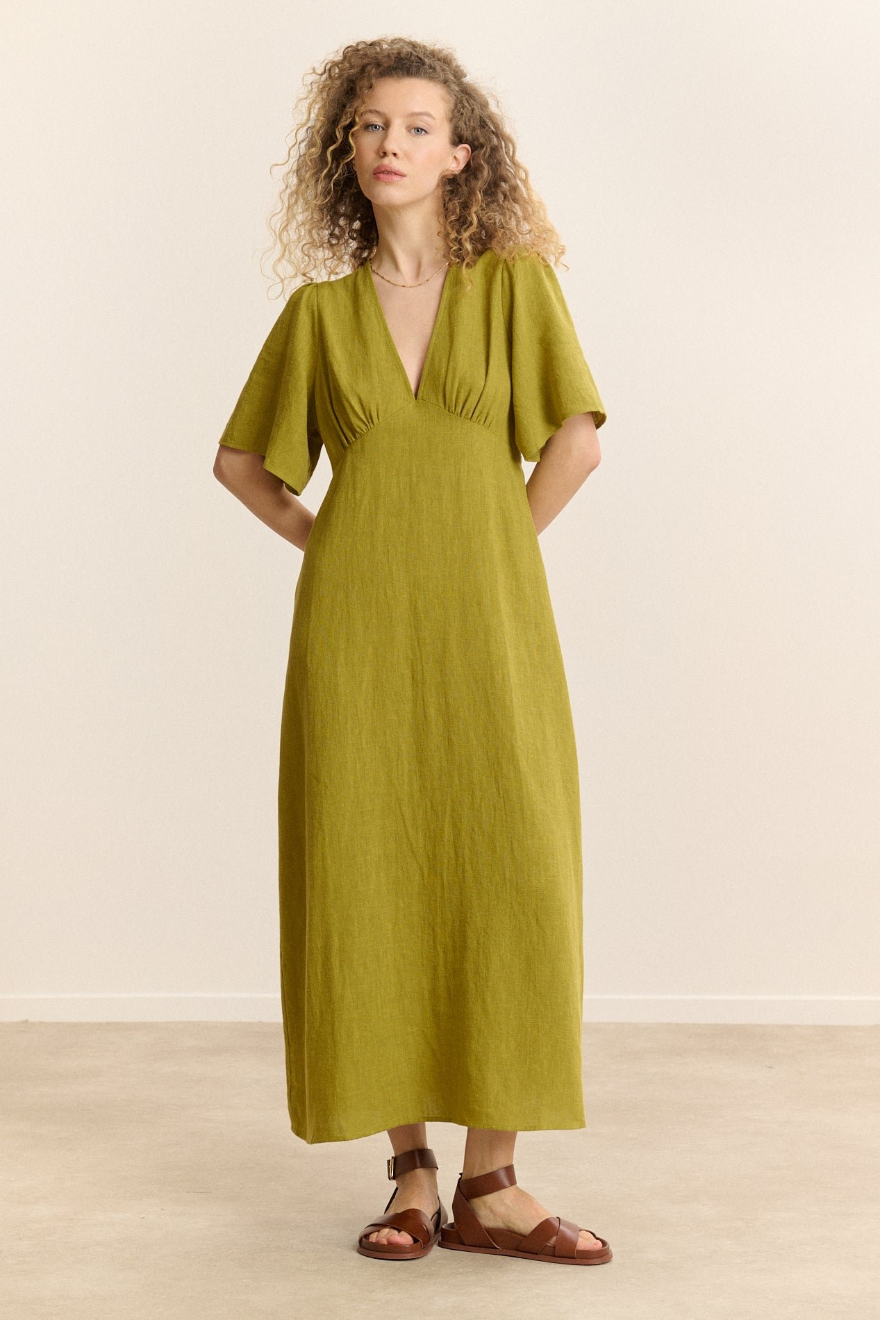 Robe midi manches courtes GARANCE PARIS Vert