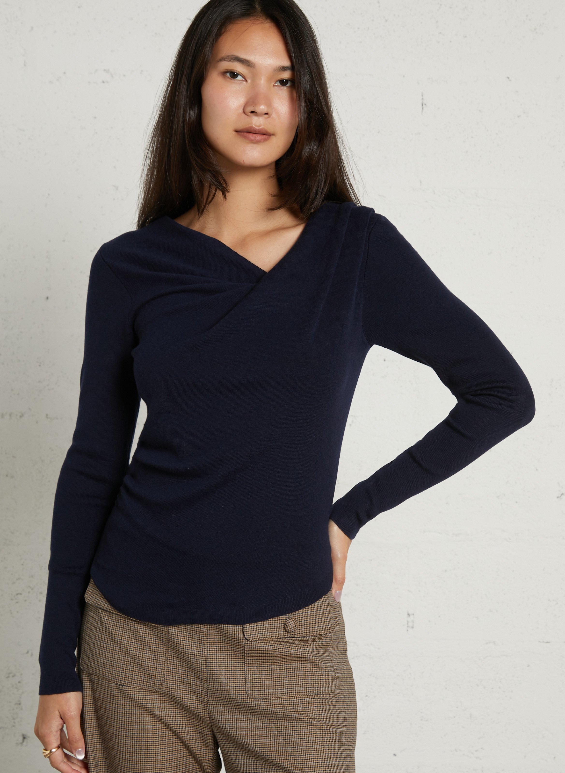 Pull ajusté col bateau SUNCOO Bleu