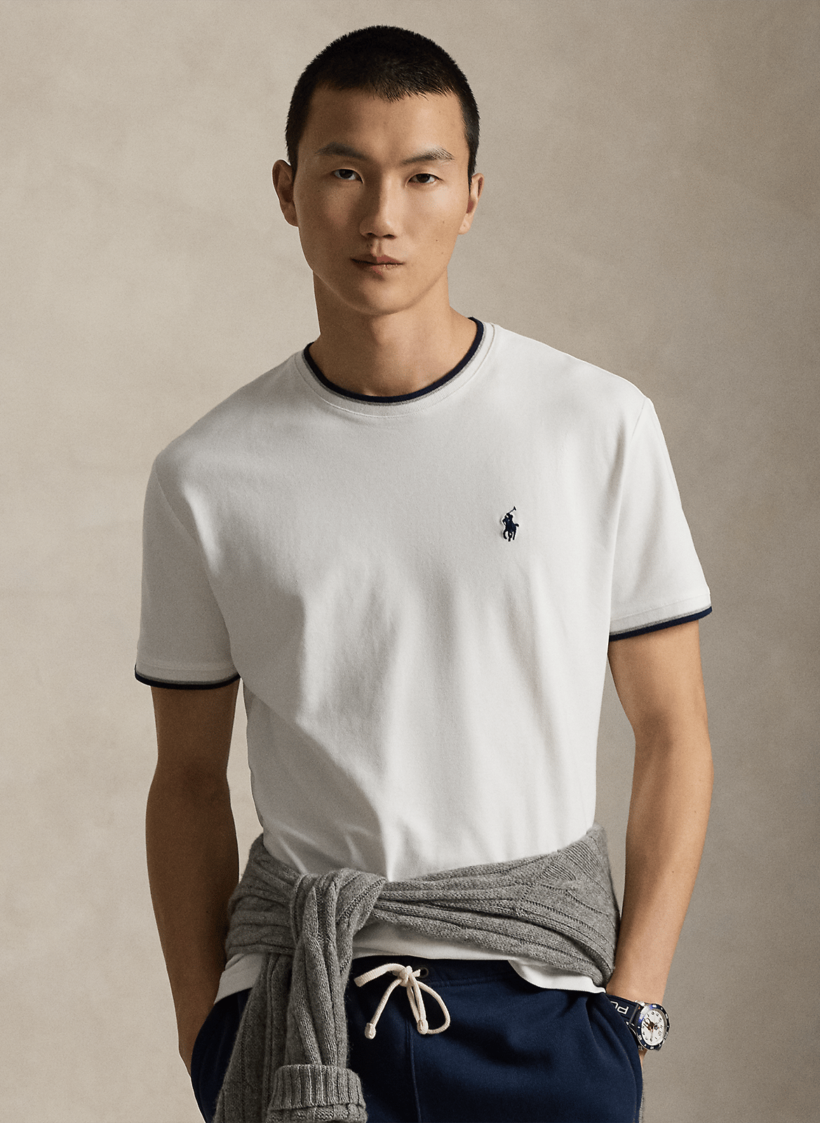 Recht T-shirt met ronde hals | katoenblend POLO RALPH LAUREN Wit