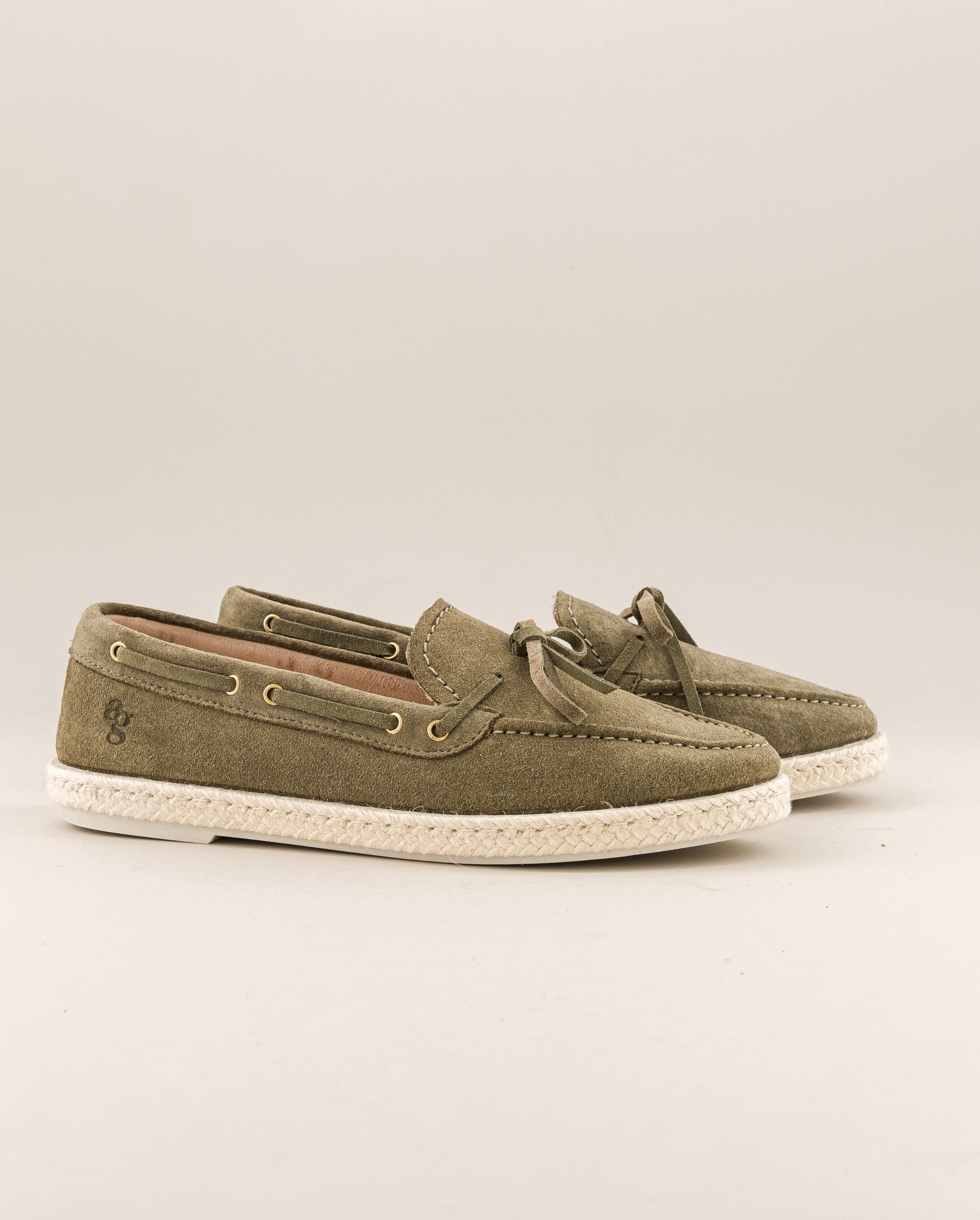 Betty women's boat moccasin, khaki leather ANGARDE Khaki