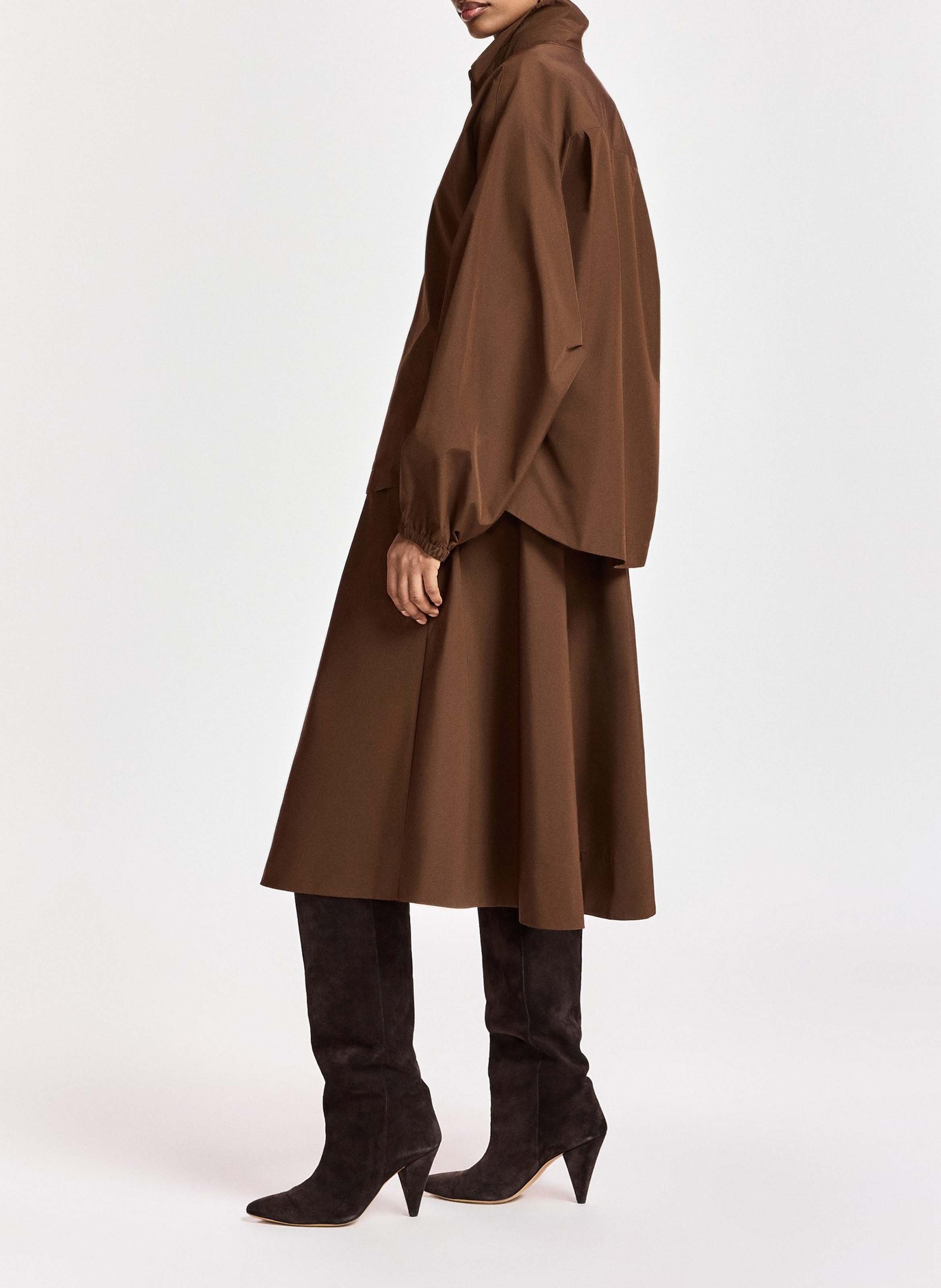 Ausgestellter Midirock mit elastischer Taille ESSENTIEL ANTWERP Braun
