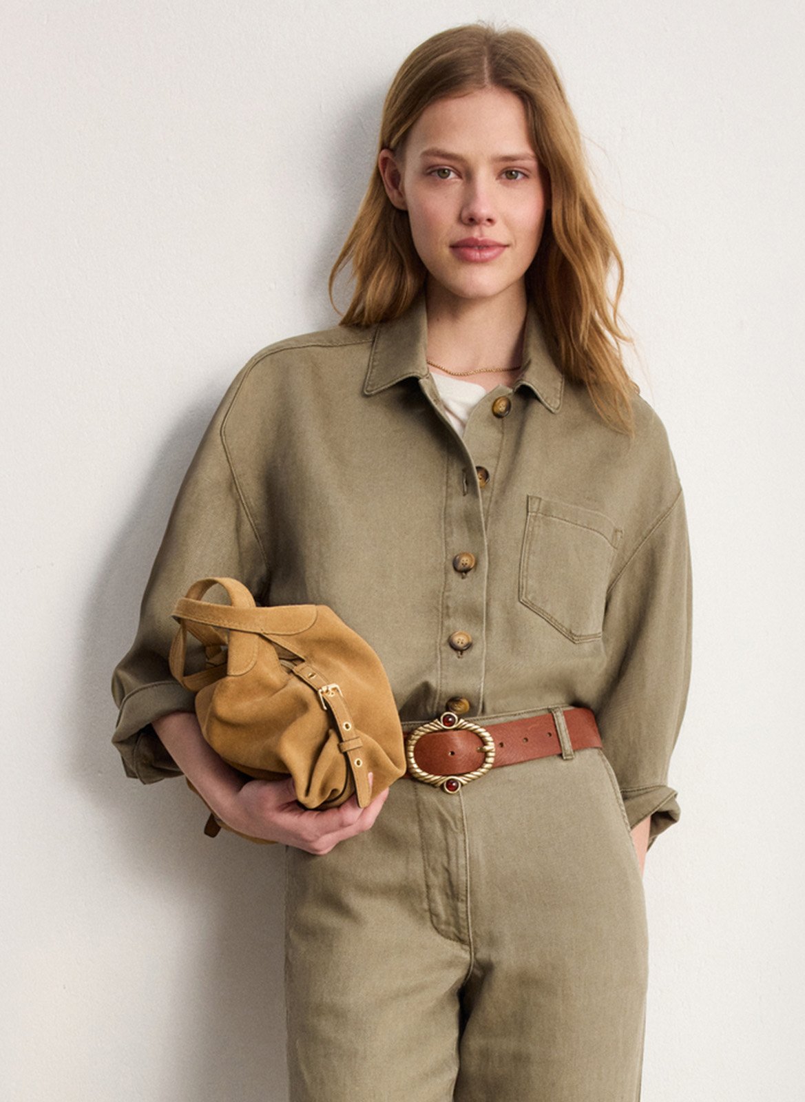 A-line leather skirt PABLO Beige