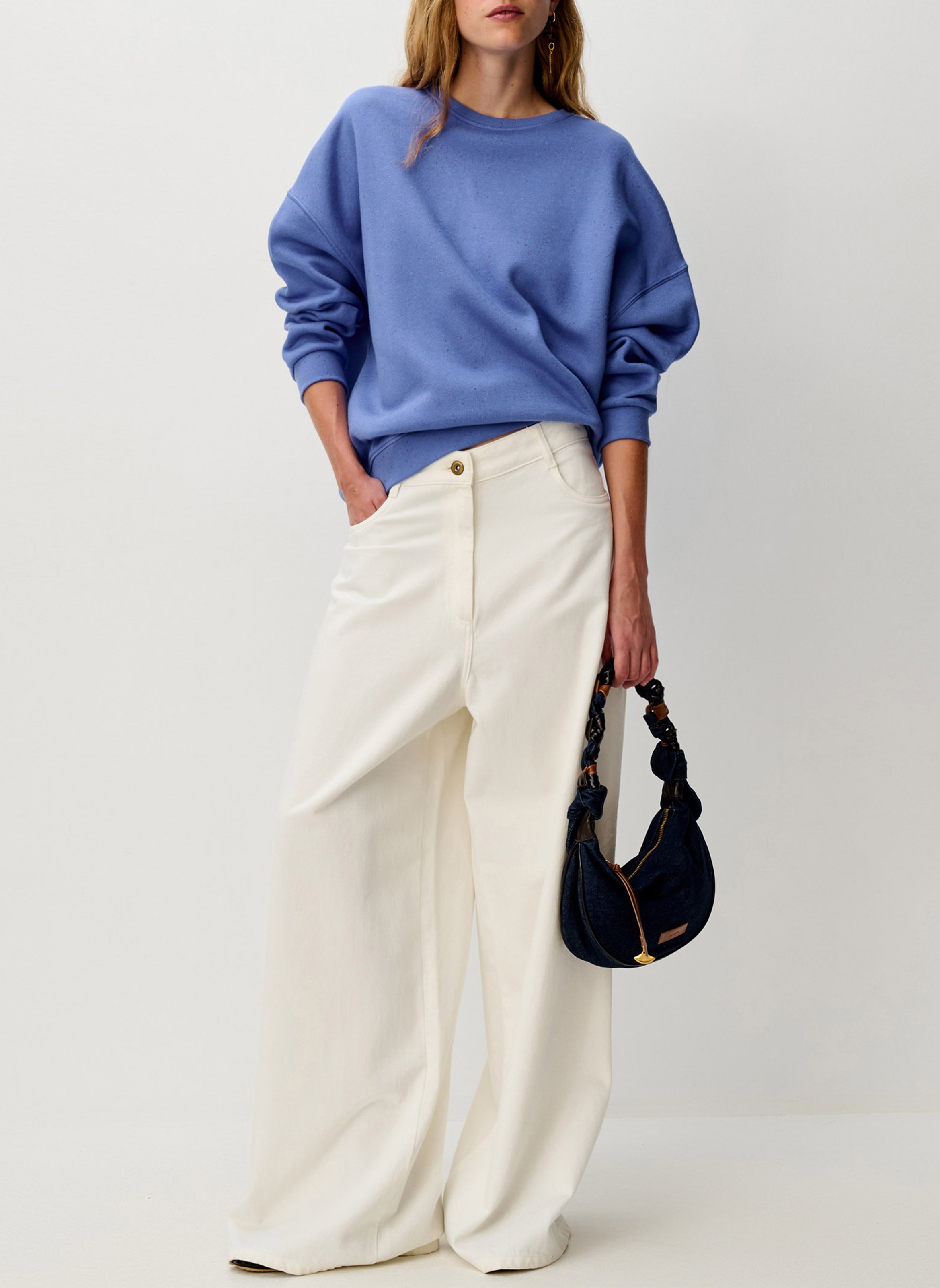 Oversize-Rundhals-Sweatshirt aus Baumwoll-Mix SESSUN Blau