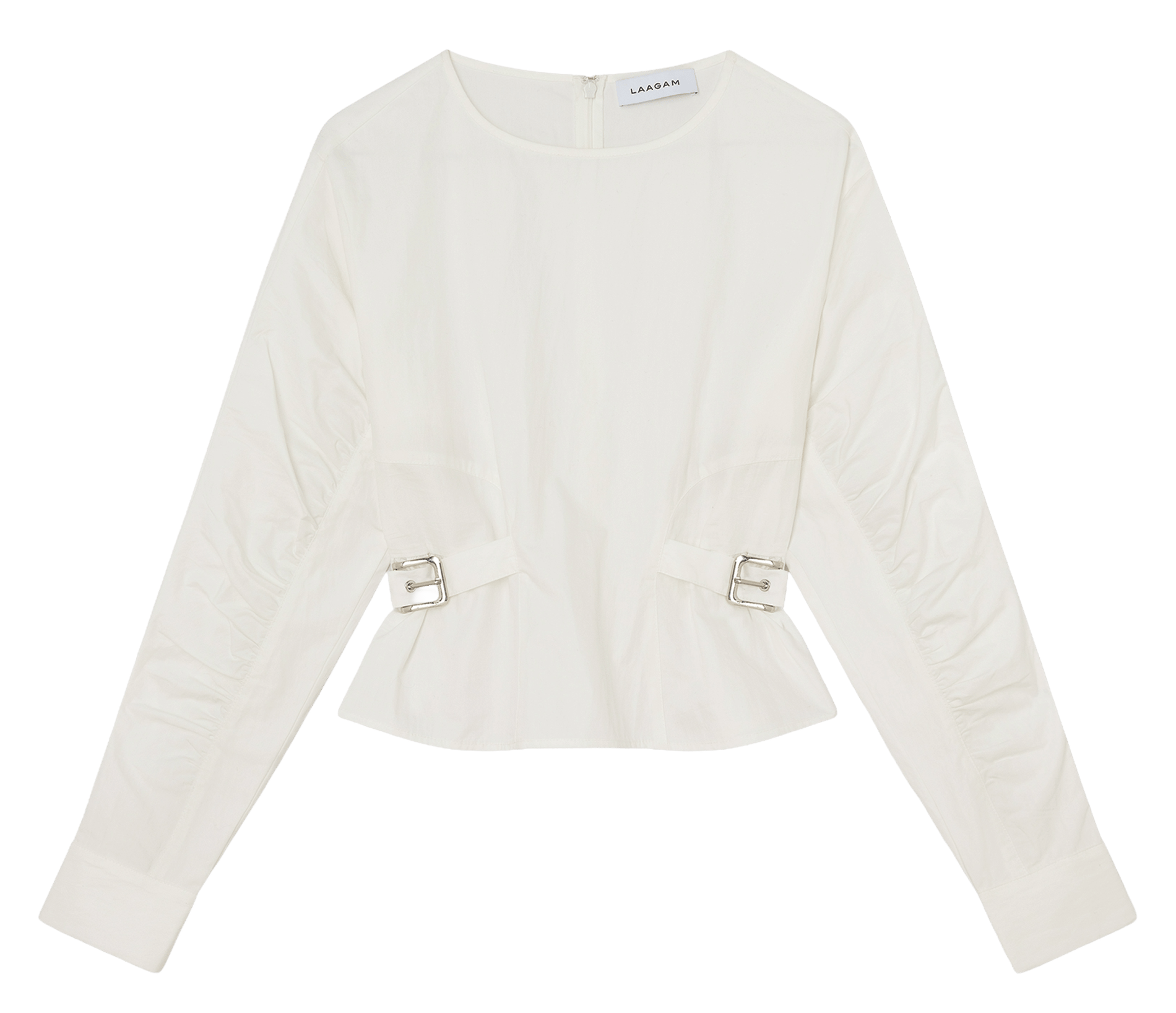 Rundhals-Top aus Baumwoll-Mix LAAGAM Beige