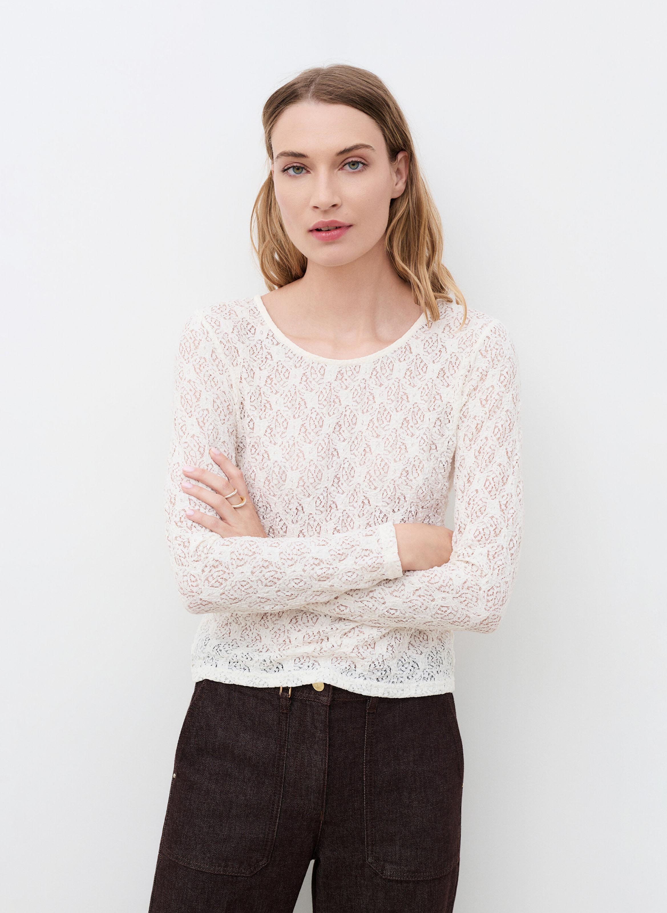 Rundhalsausschnitt T-Shirt mit taillierter Passform CAROLL Beige