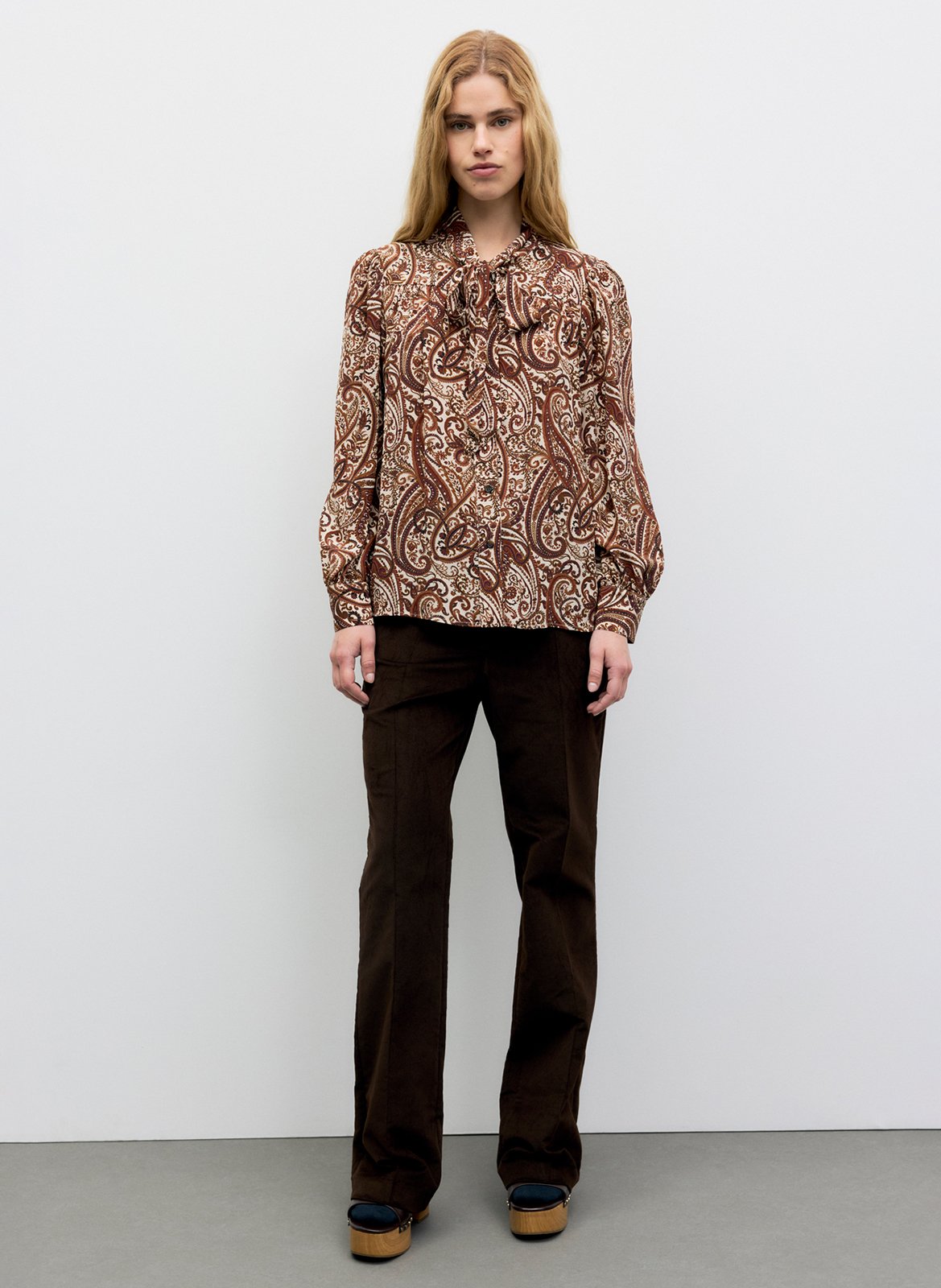 Chemise droite col lavallière GERARD DAREL Marron