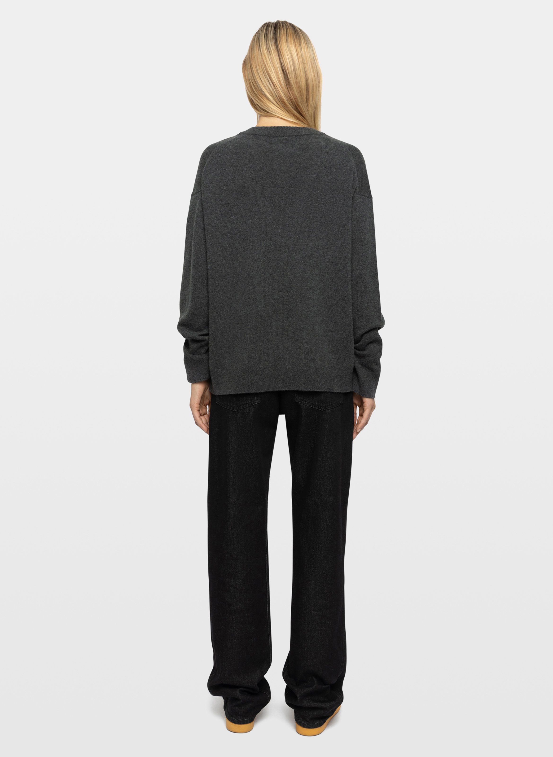 Pull col v uni en cachemire ZADIG&VOLTAIRE Grey