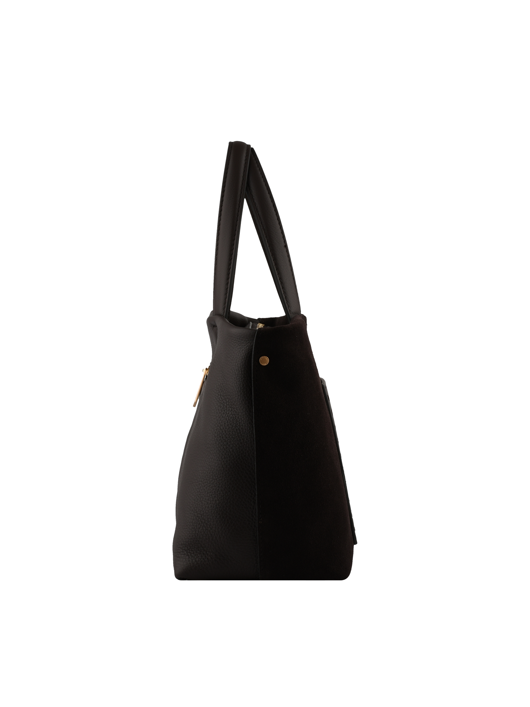 Cowhide suede-style tote bag POURCHET Brown