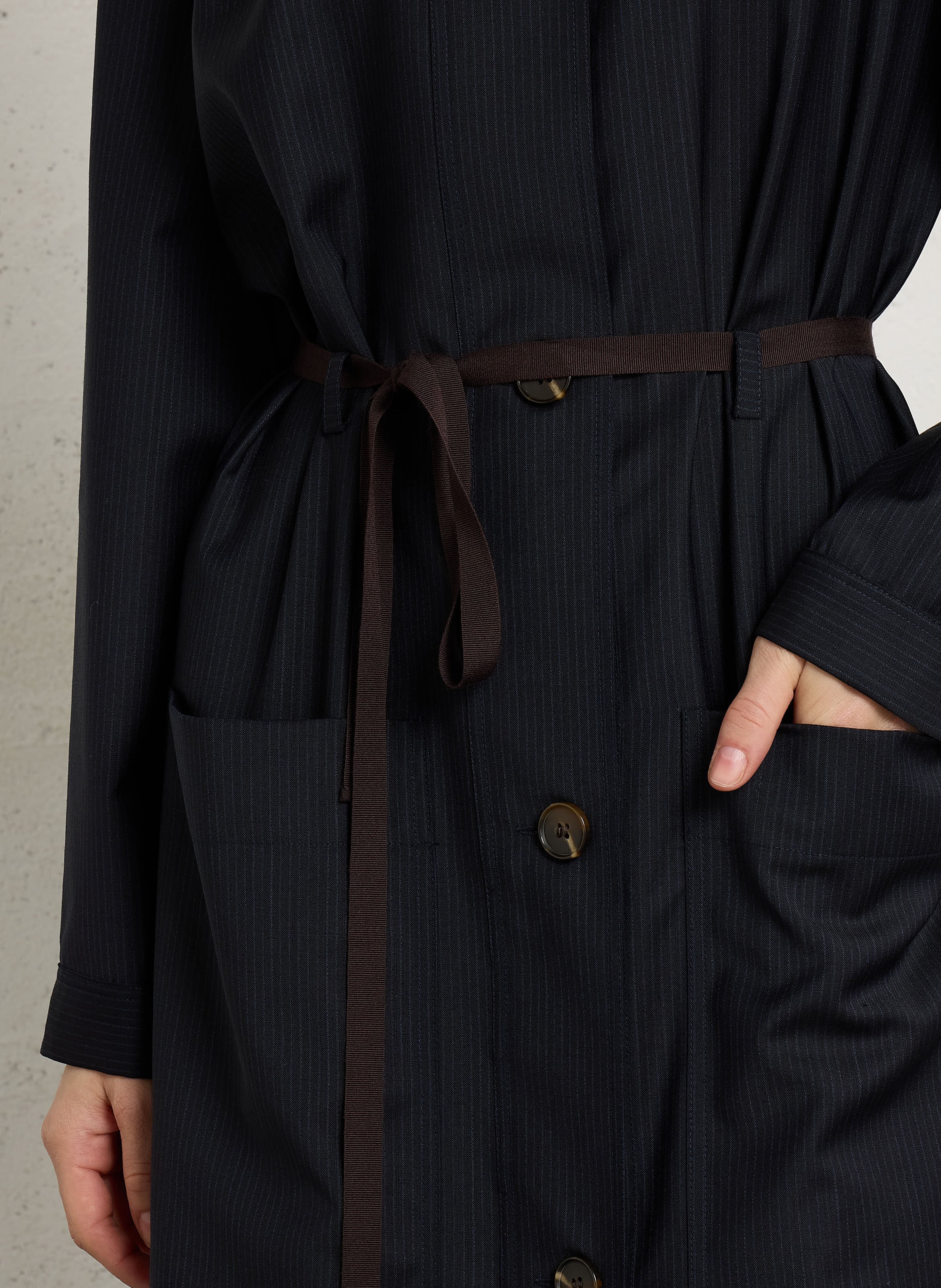 Robe midi col rond en laine SOEUR Bleu