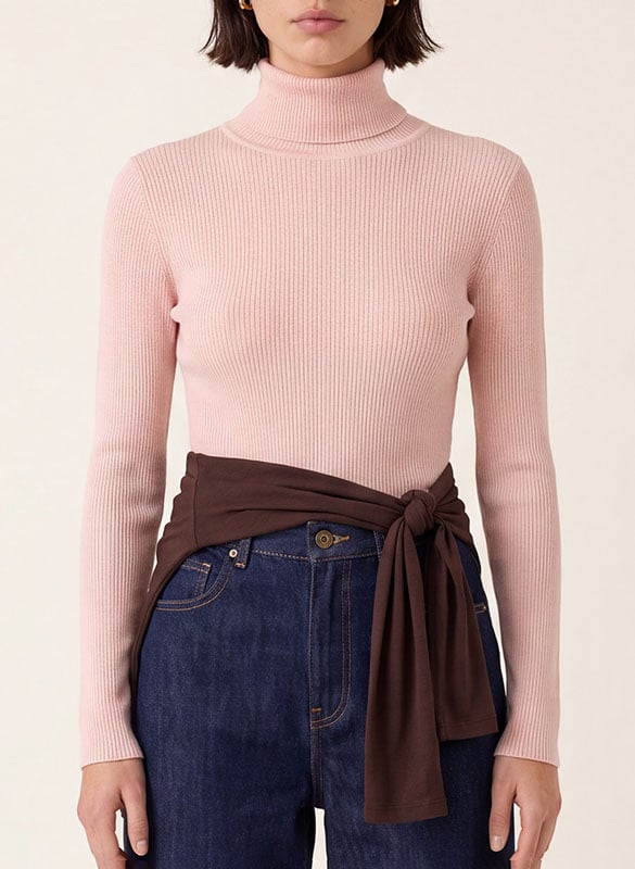 Close-fit wool polo neck sweater | Pink KOOKAI Women