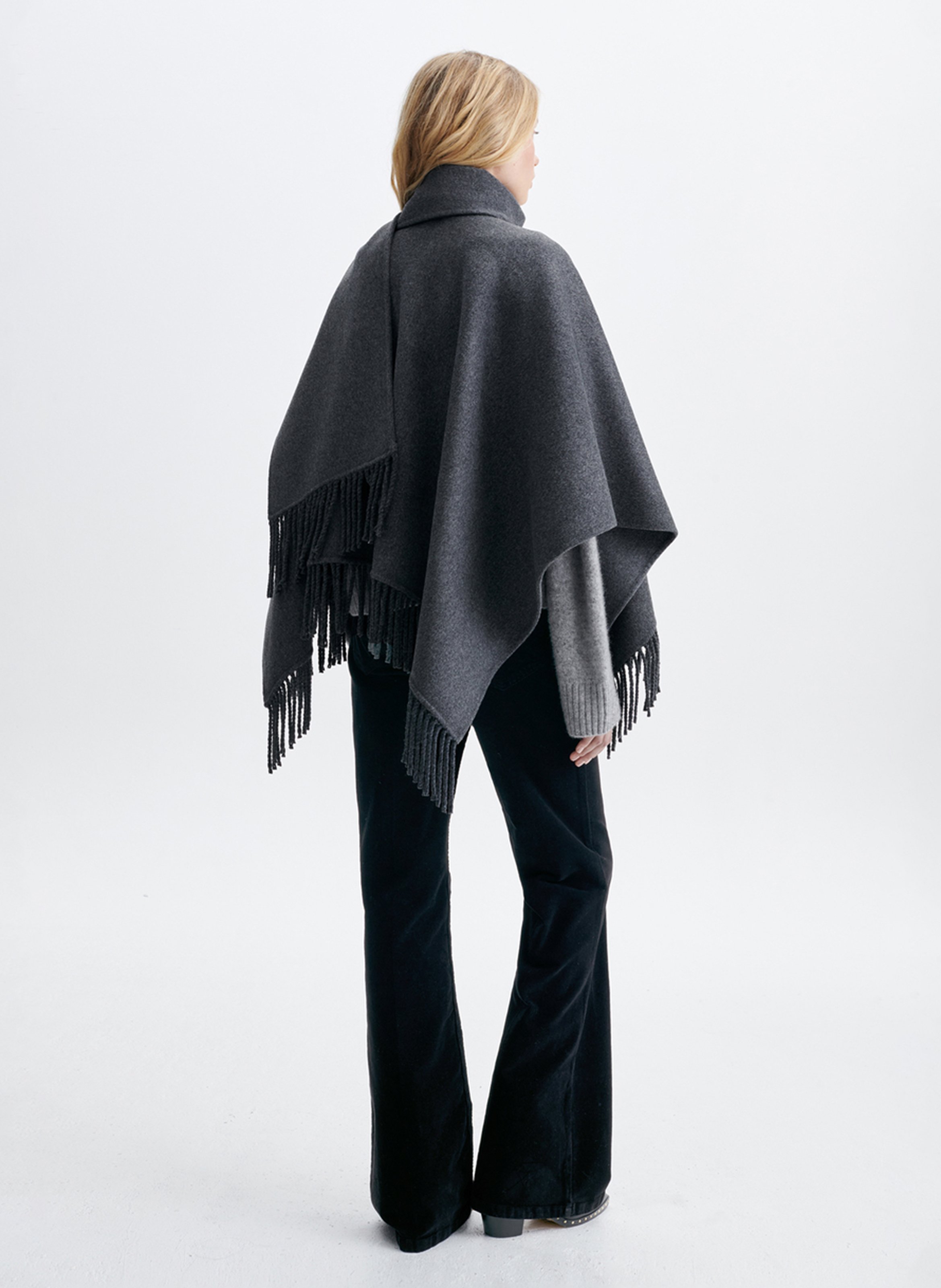 Poncho en laine mélangée VANESSA BRUNO Gris