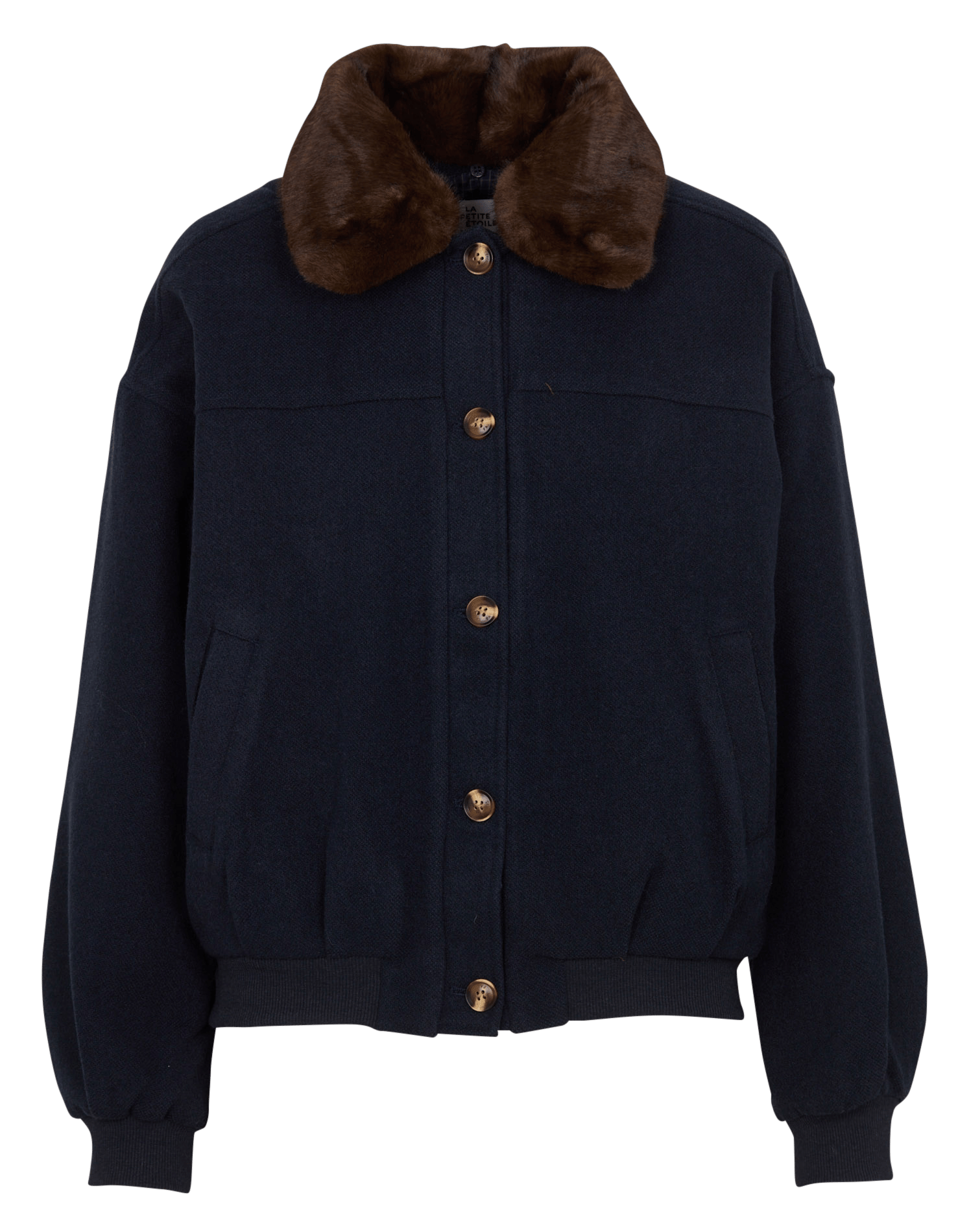 Gerade geschnittene Jacke mit Felloptik-Kragen LA PETITE ETOILE Blau