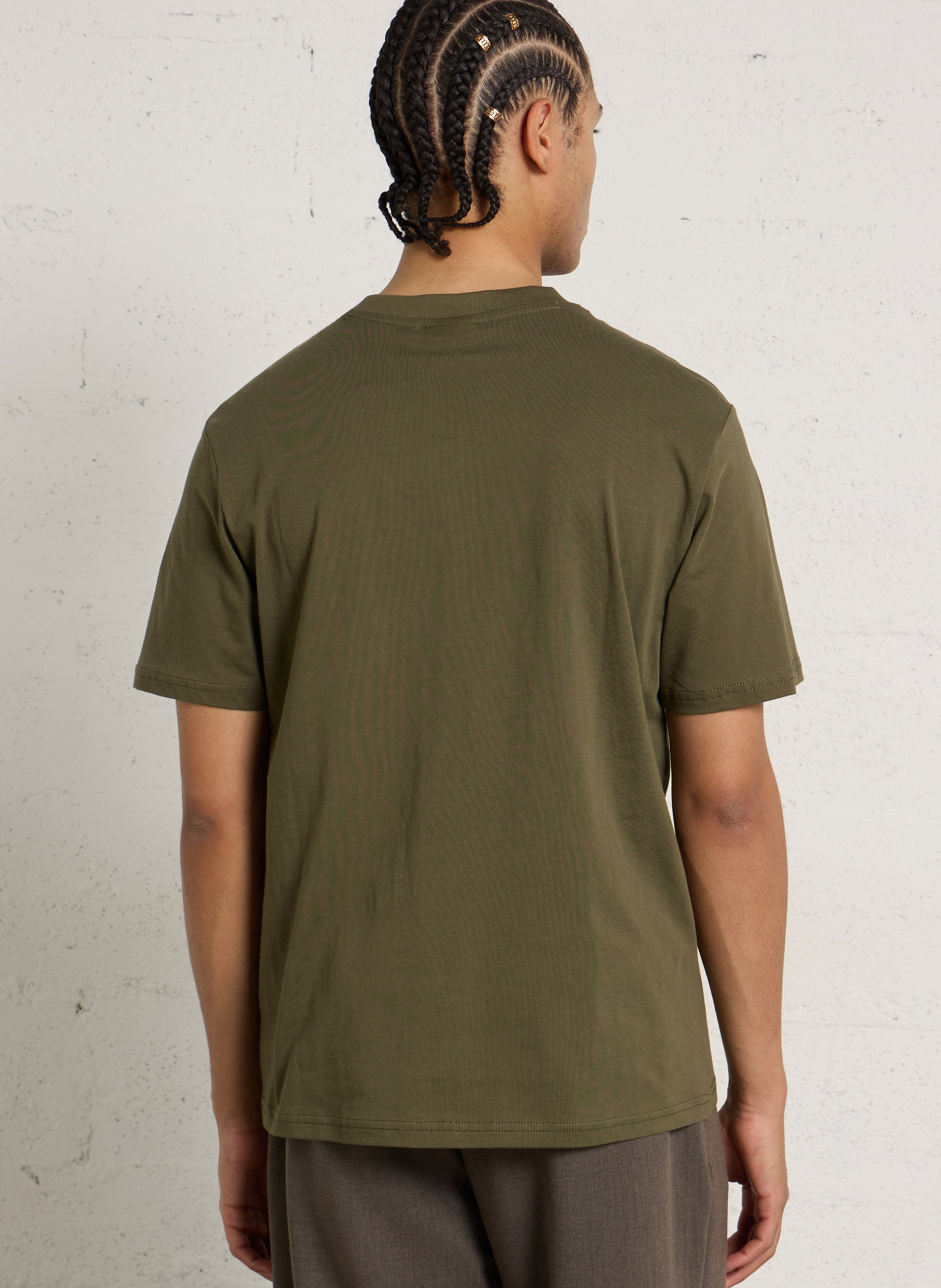 Recht, katoenen T-shirt met ronde hals en zeefdruk NAPAPIJRI Groen
