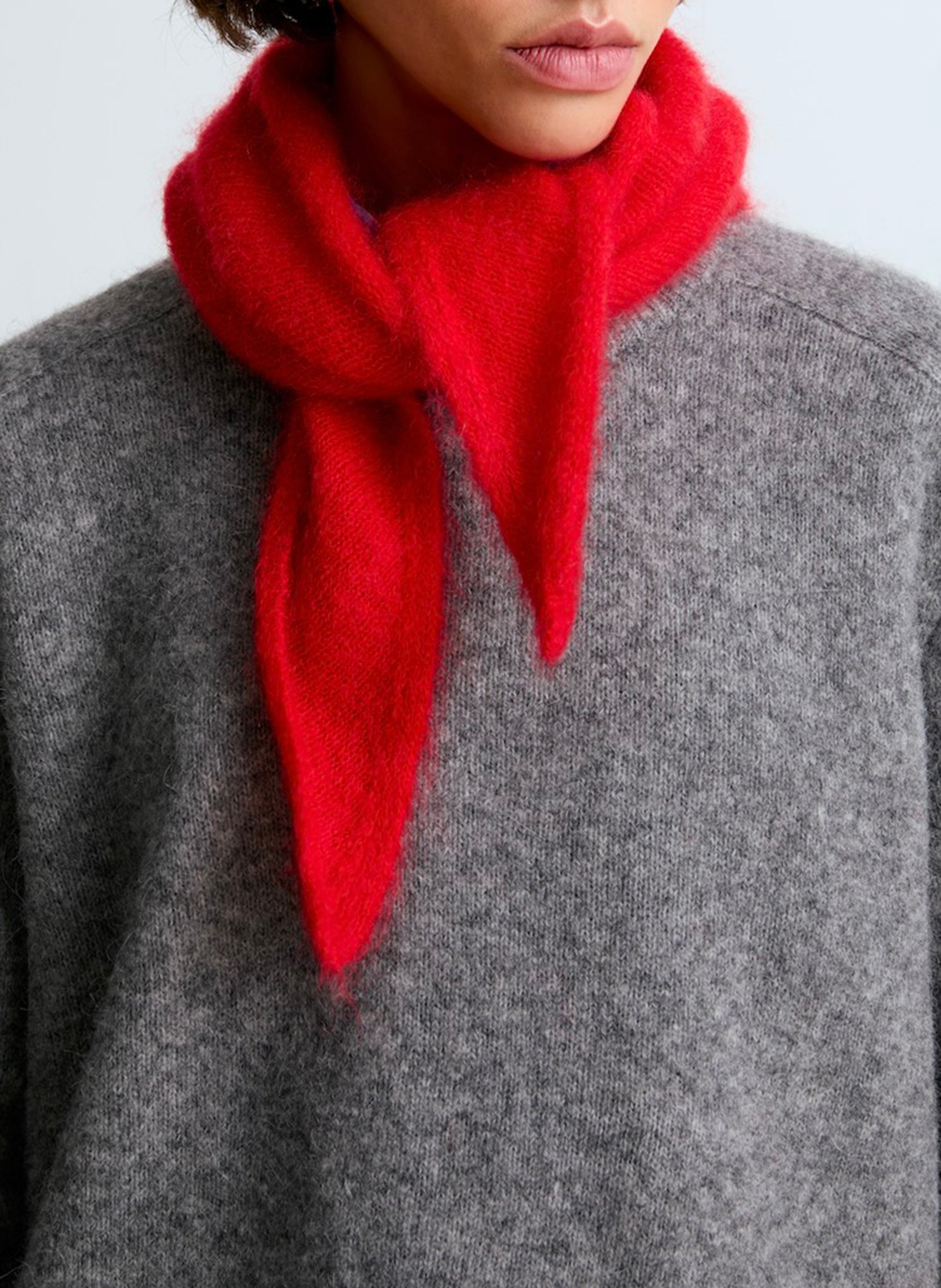 Echarpe triangle en mohair mélangé SURPRISE Rouge