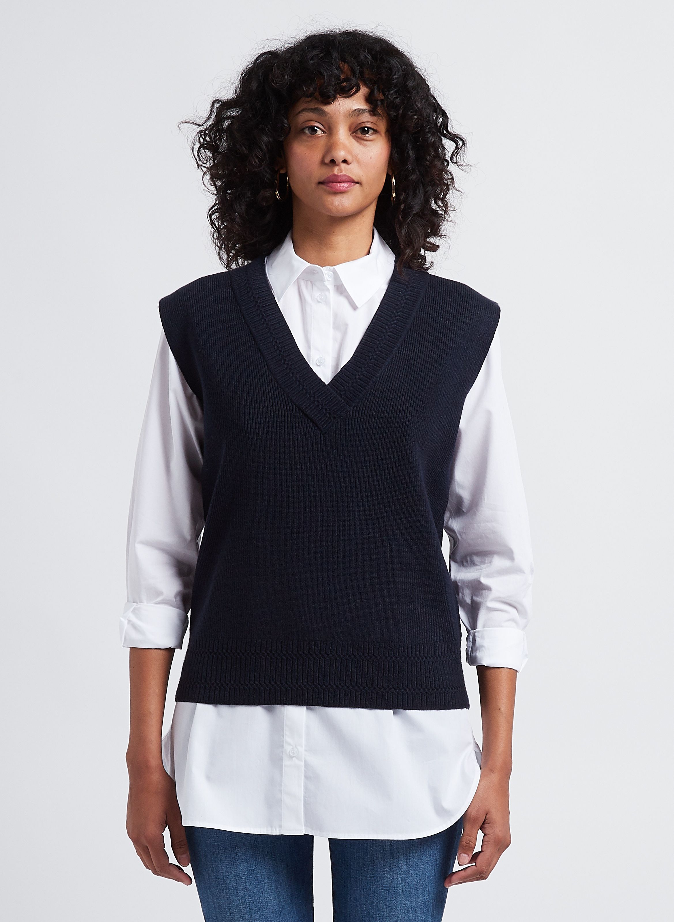 Gilet sans manche 2024 femme col v