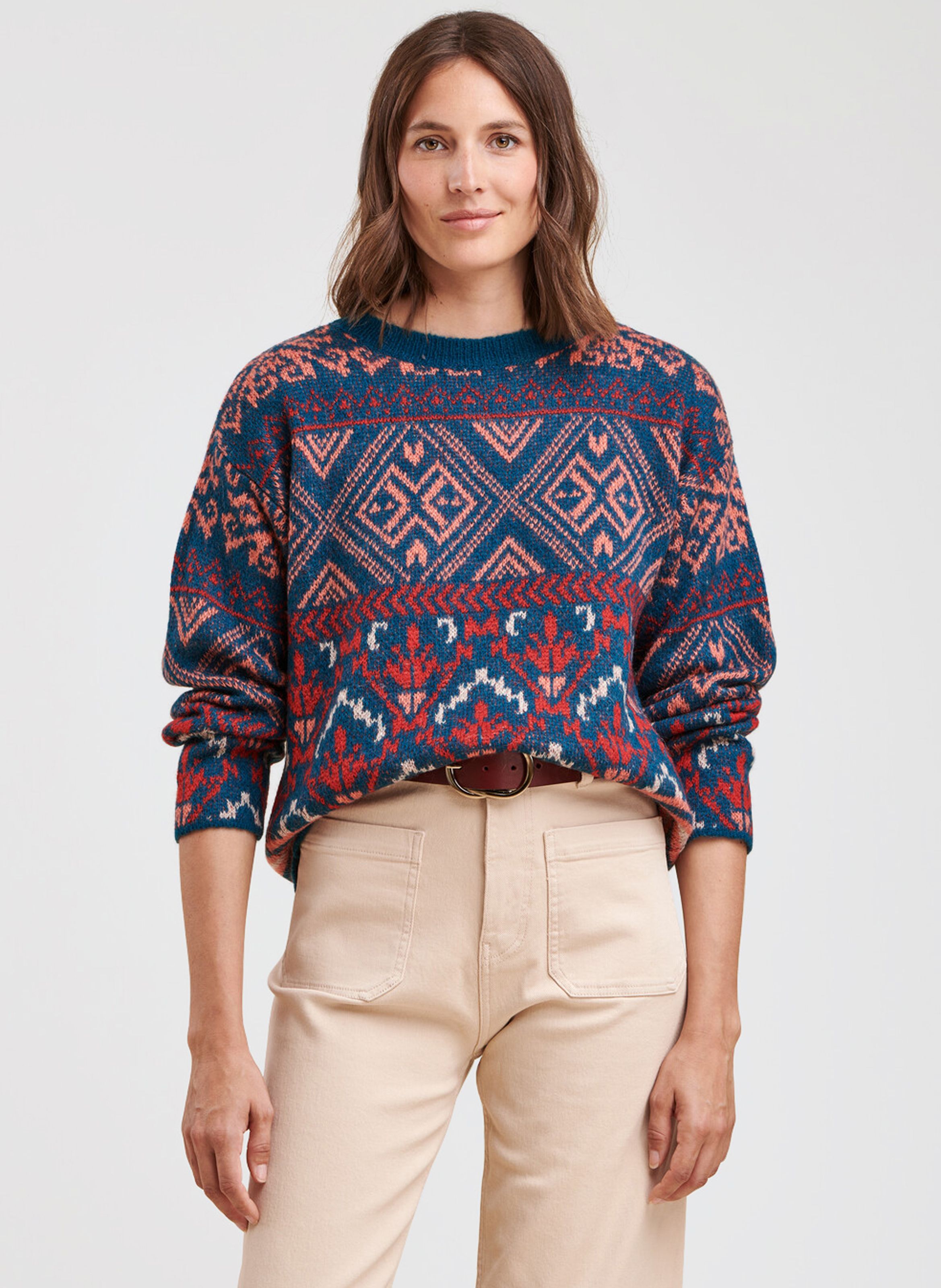 Blue Jacquard knit sweater