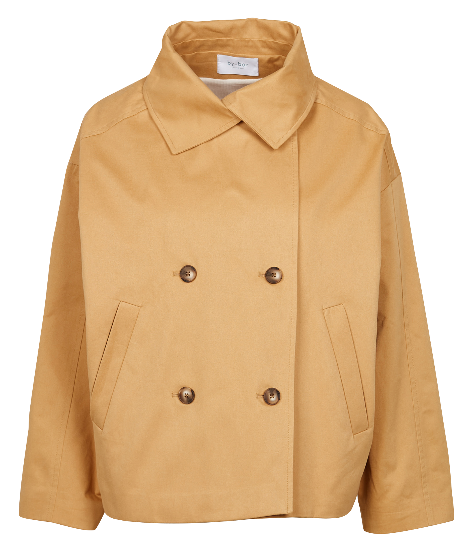 Korte, katoenen trenchcoat Bruin