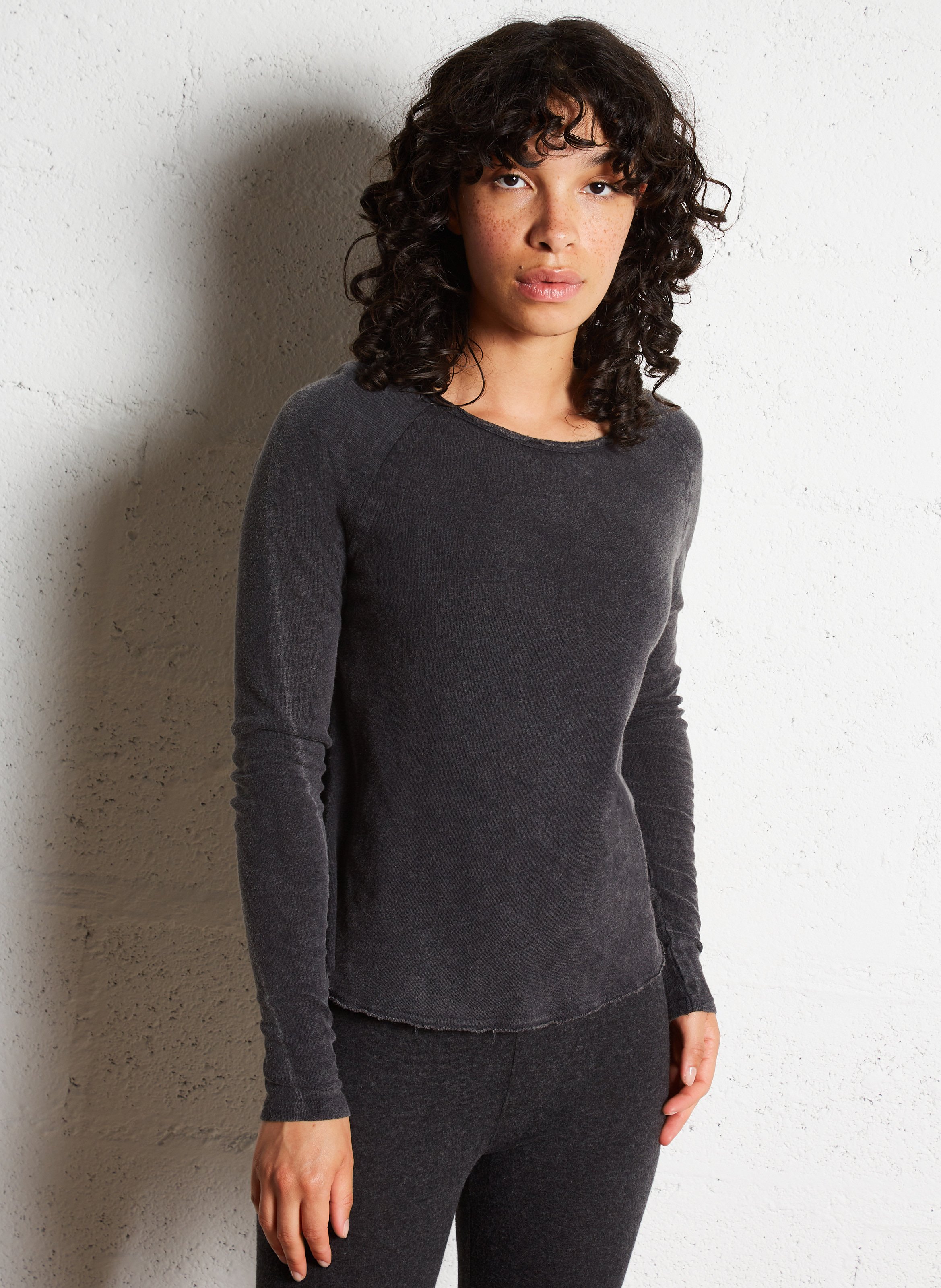 Baumwoll-T-Shirt mit Rundhalsausschnitt Schwarz