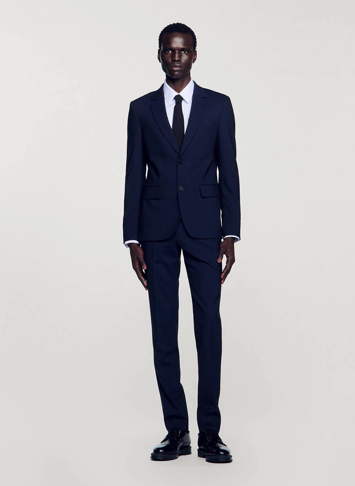 Wool jacket with tailored collar SANDRO Blue