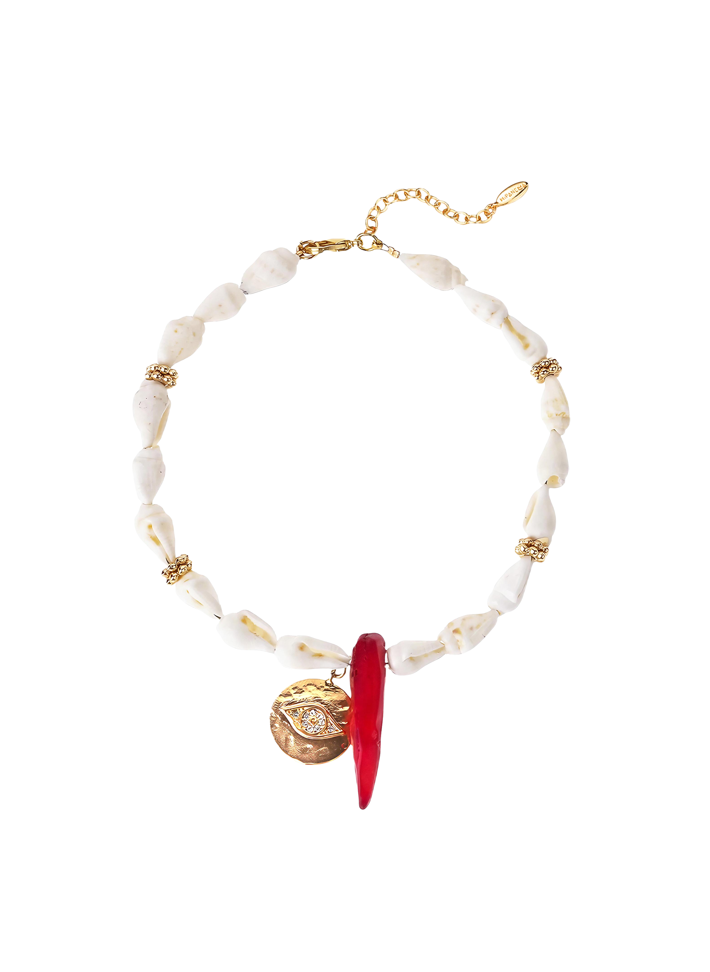 Adjustable anklet with resin shells HIPANEMA White